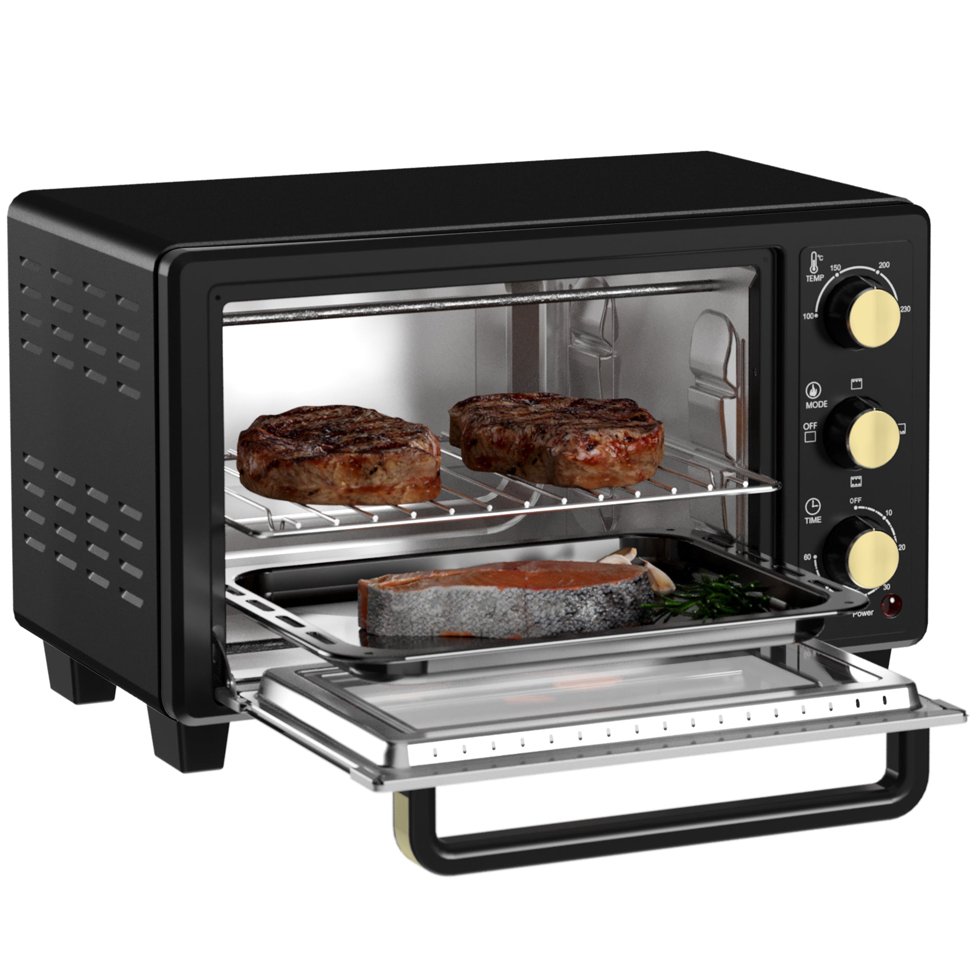 16 Litre Countertop Oven with Adjustable Heat Settings - Black