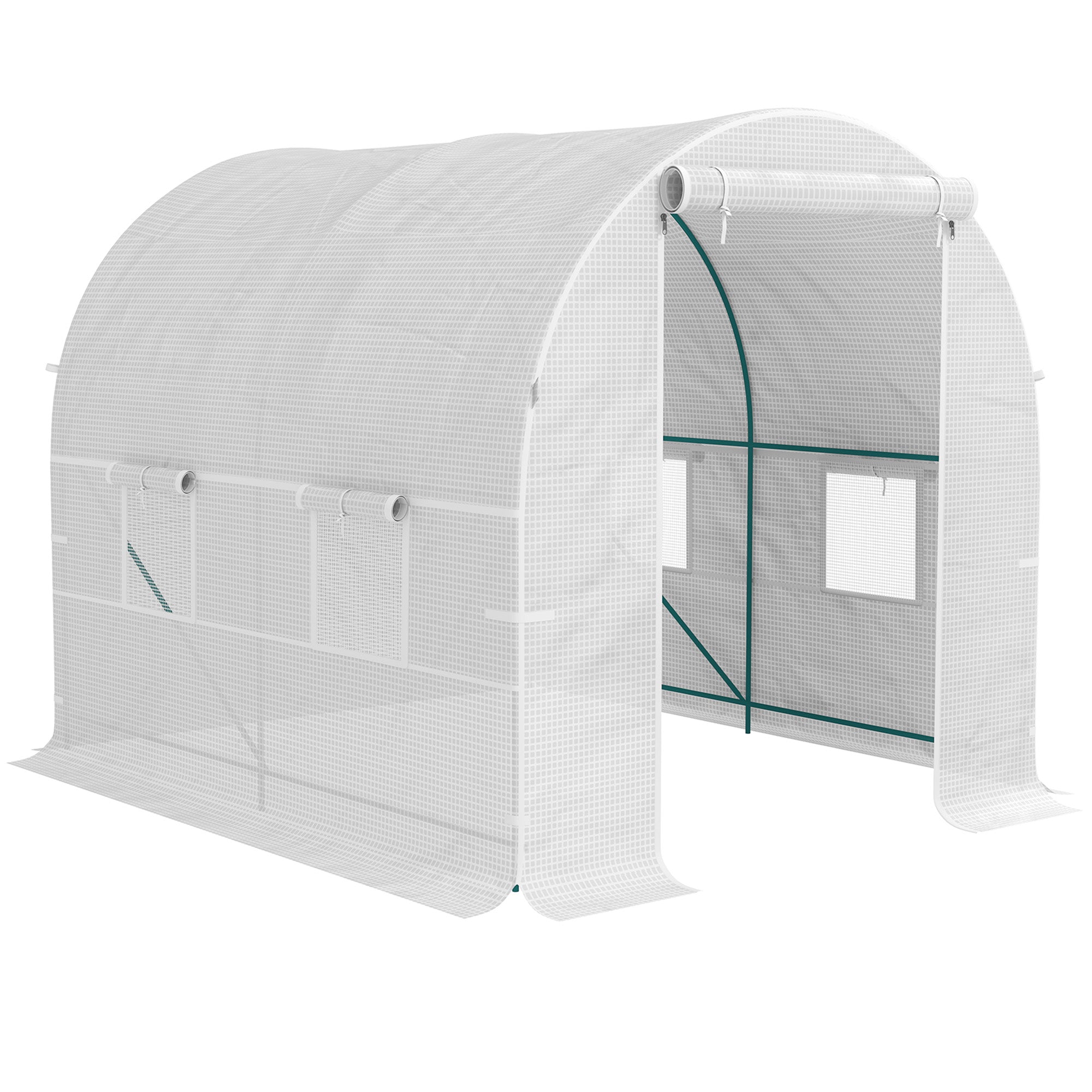 245 x 200cm Polytunnel Greenhouse with Galvanised Steel Frame - White