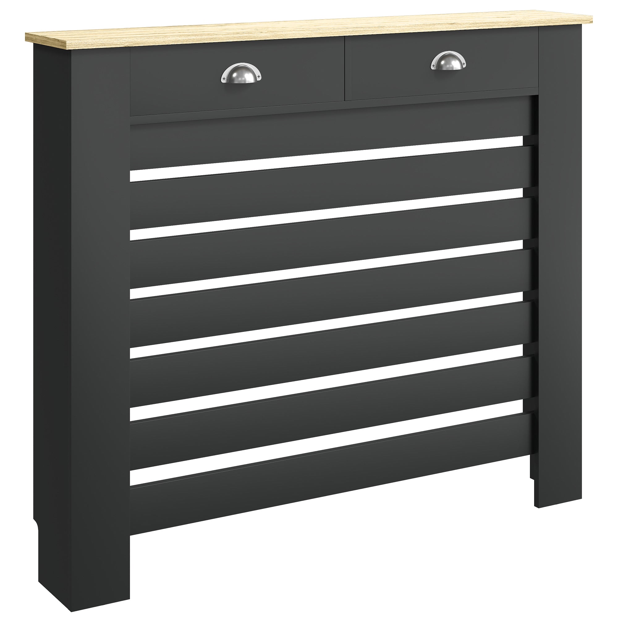 95.5H x 111Wcm Radiator Cover, with Drawer - Black