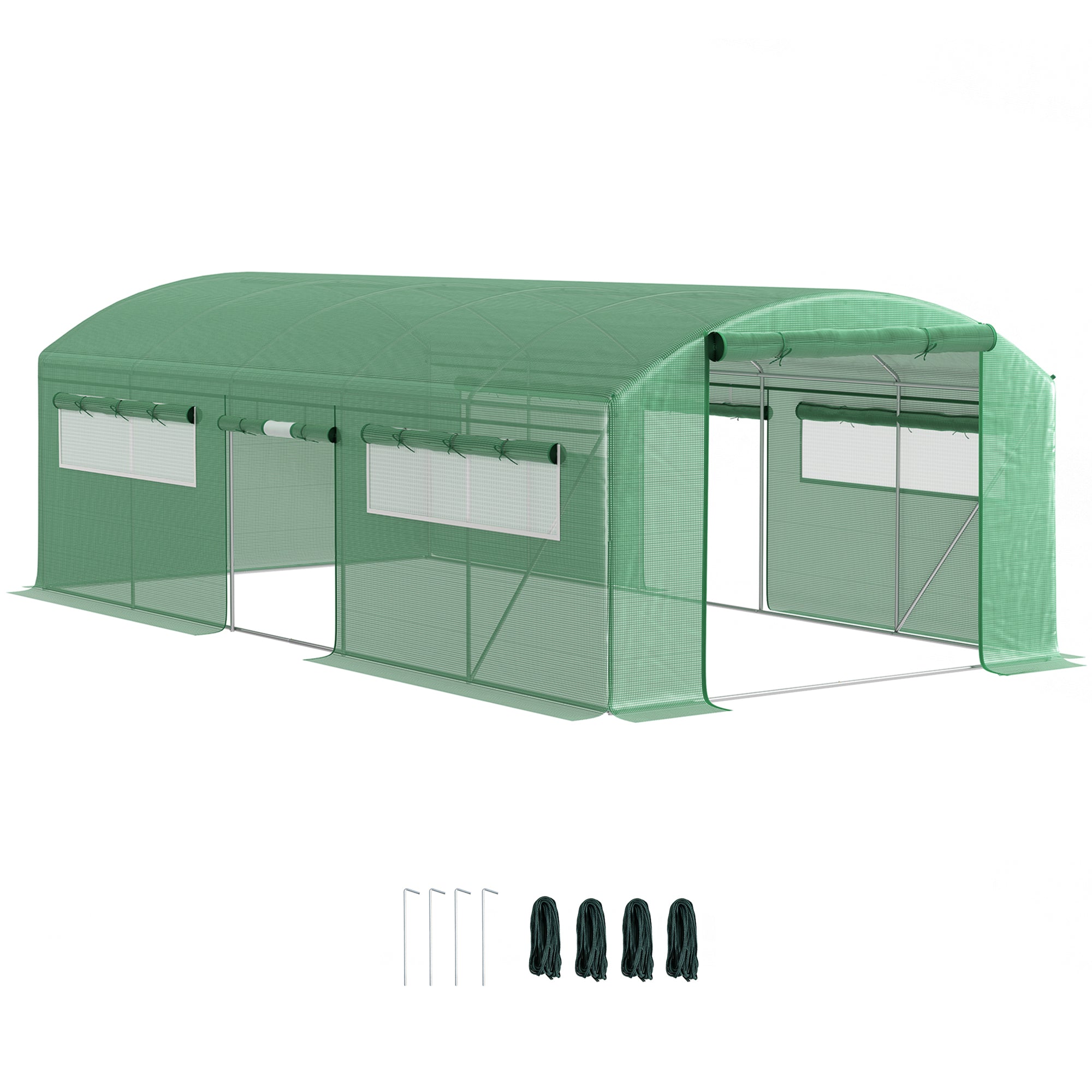 19 x 9.8ft Walk-In Polytunnel Greenhouse with 140gsm Cover - Green
