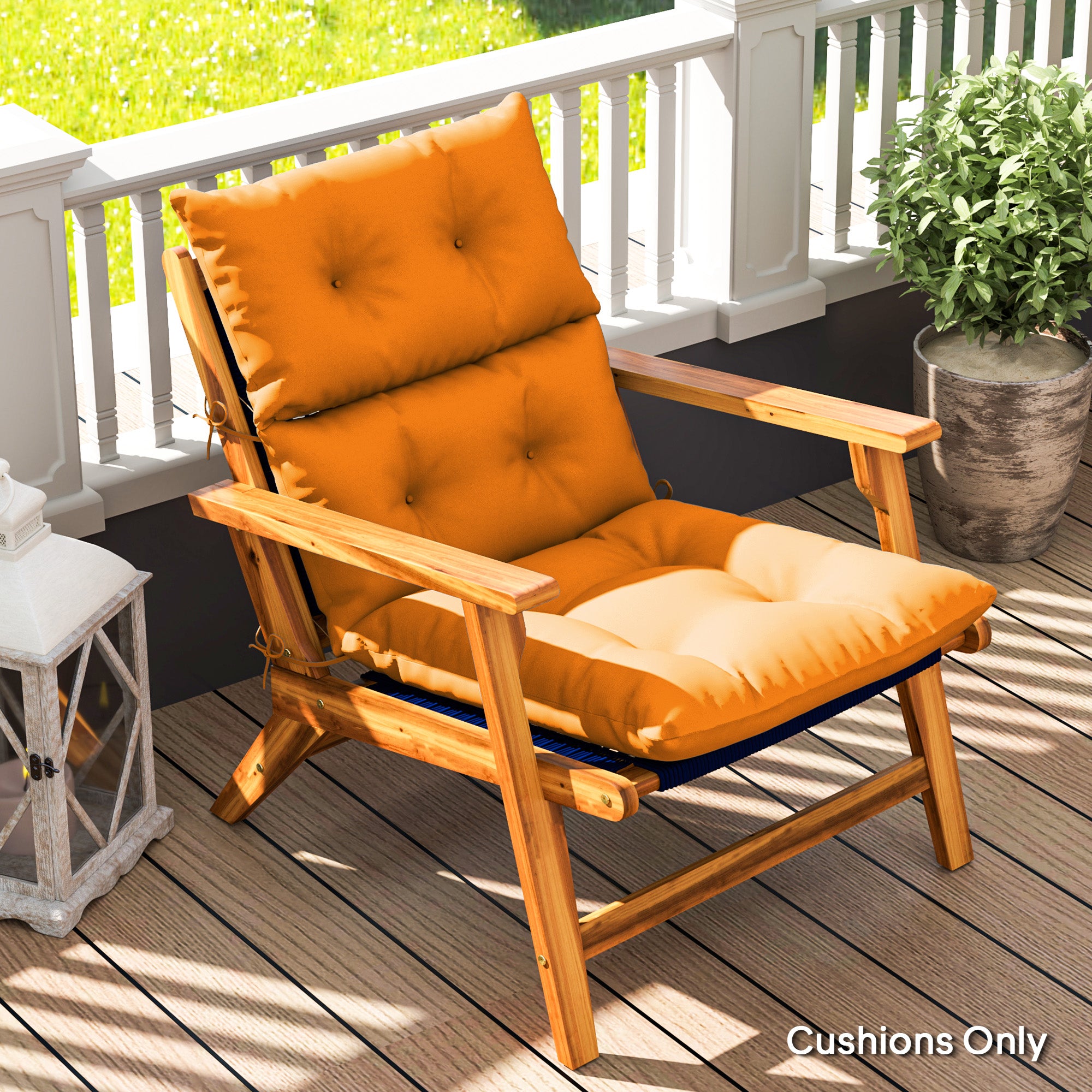 Rocking Chair Padded Seat Cushion 10cm Thick with Breathable Fabric - Orange