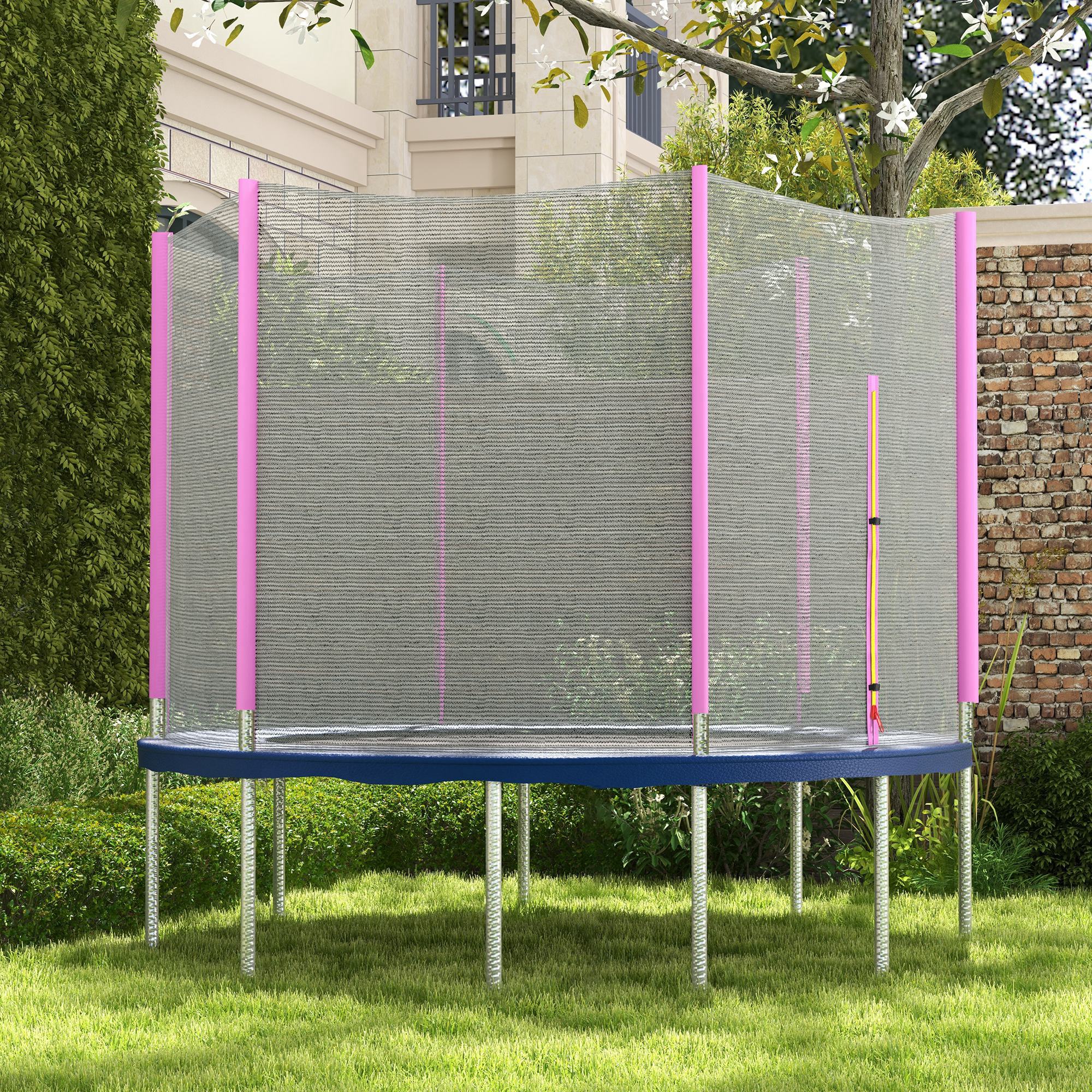 8ft Trampoline Replacement Net with Zipped Entrance & 6 Plastic Pole Covers - Pink