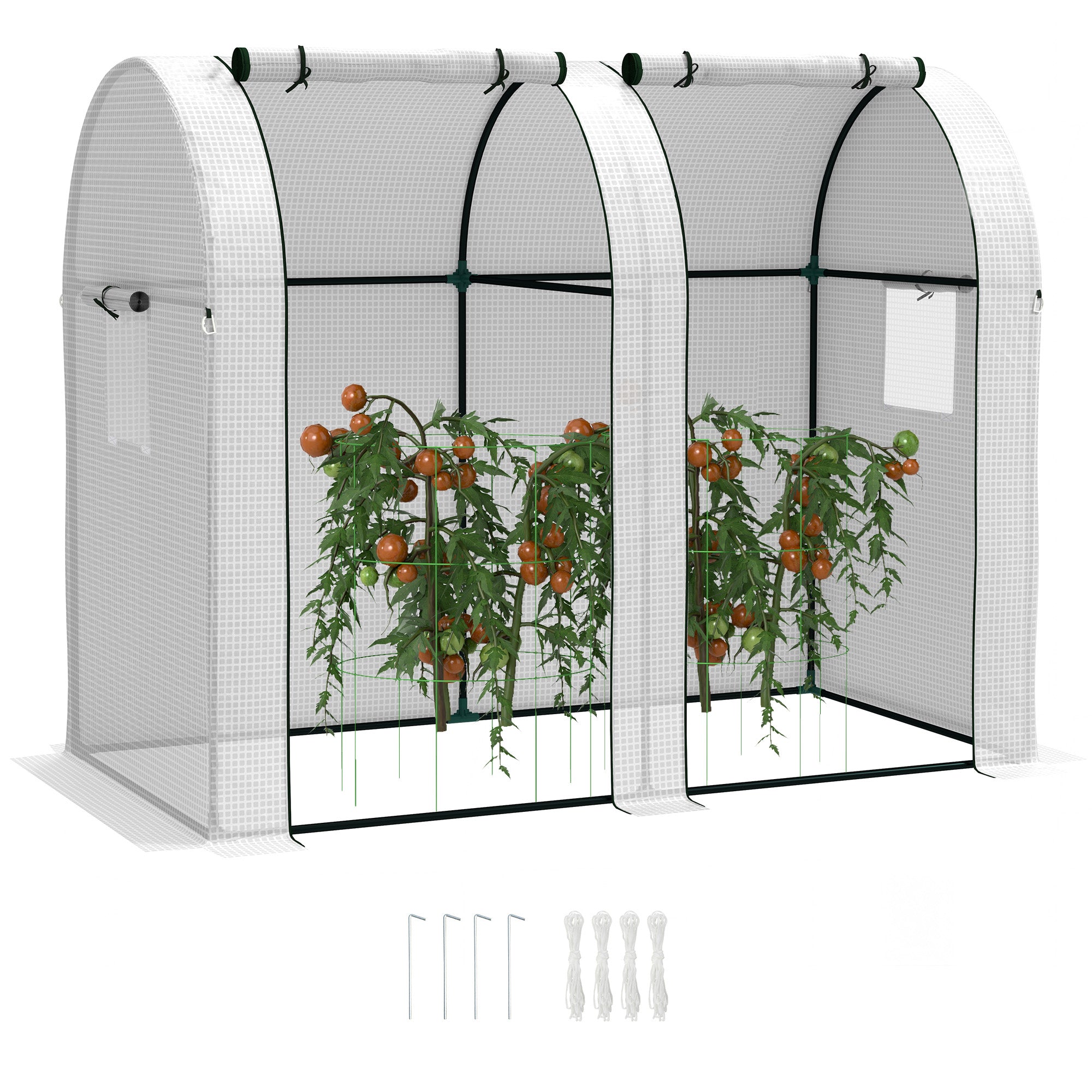 94 x 185cm Two-Room Mini Greenhouse with Steel Frame - White