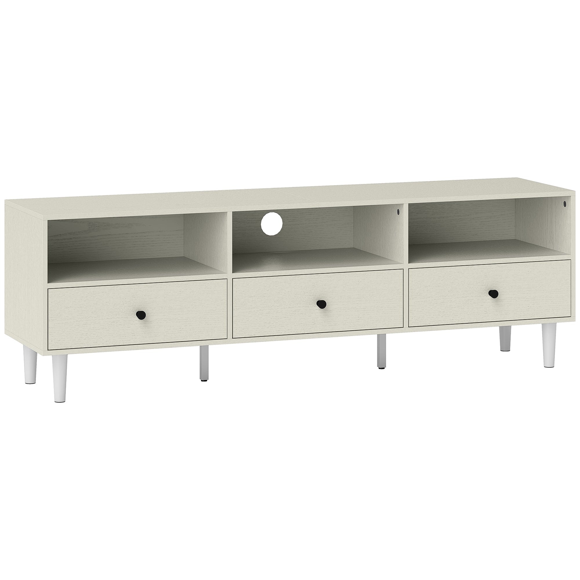 Multi-Storage Minimal TV Stand - Cream White