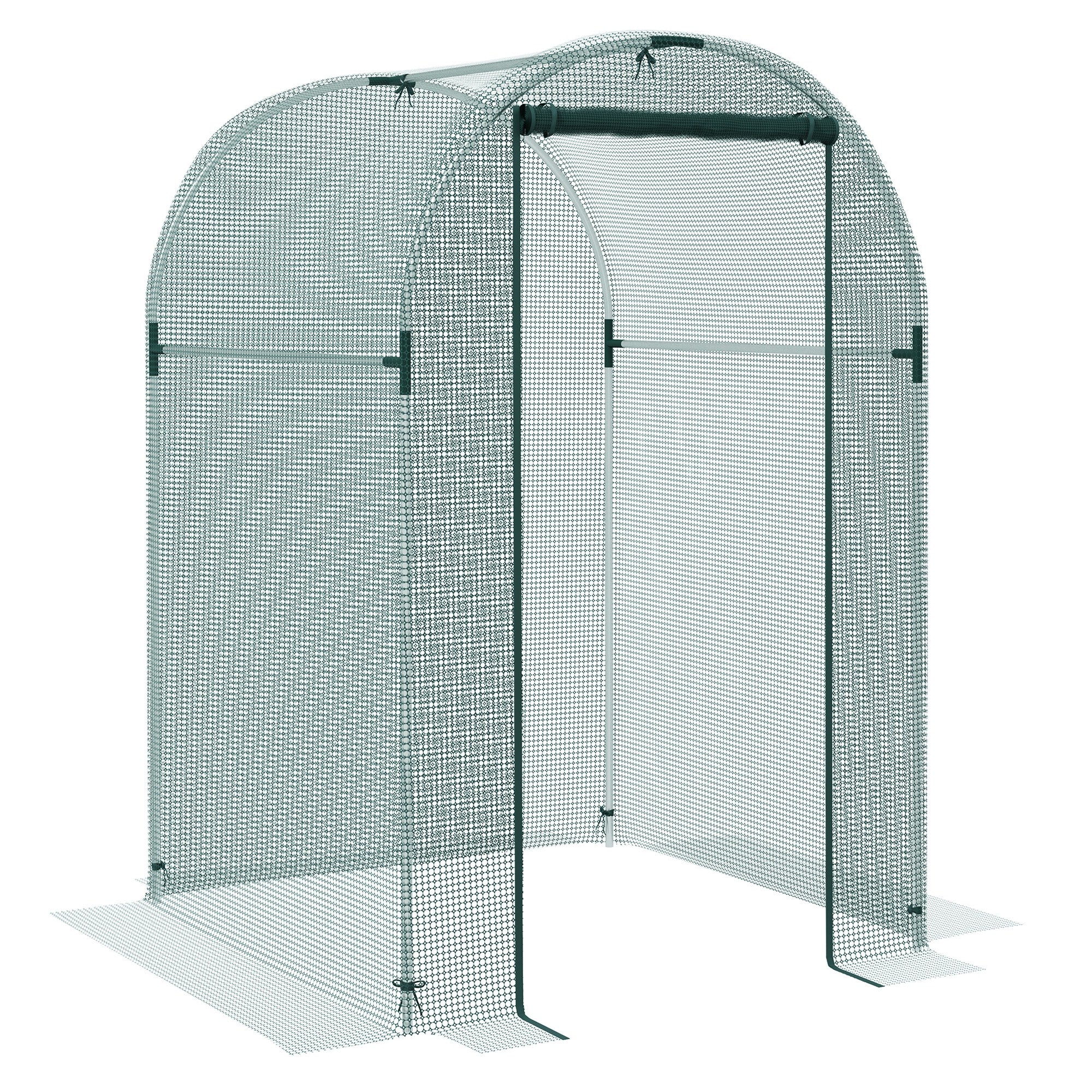Mini Polytunnel Greenhouse 120 x 120cm with Zipped Door - Green