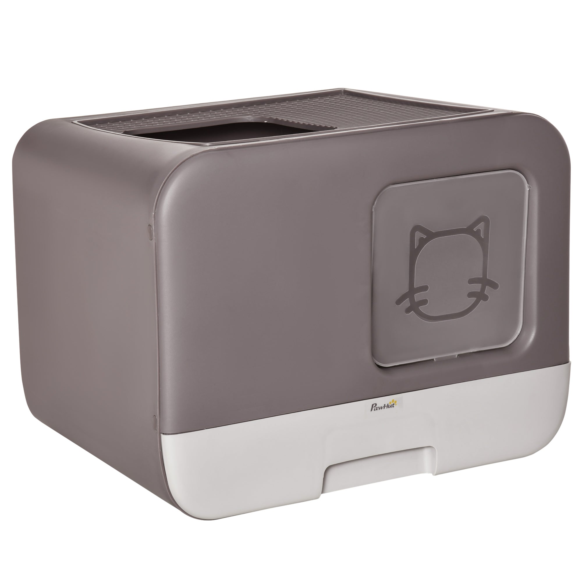 Cat Litter Box Portable Pet Toilet Fully Enclosed Kitten Pan with Scoop Purple