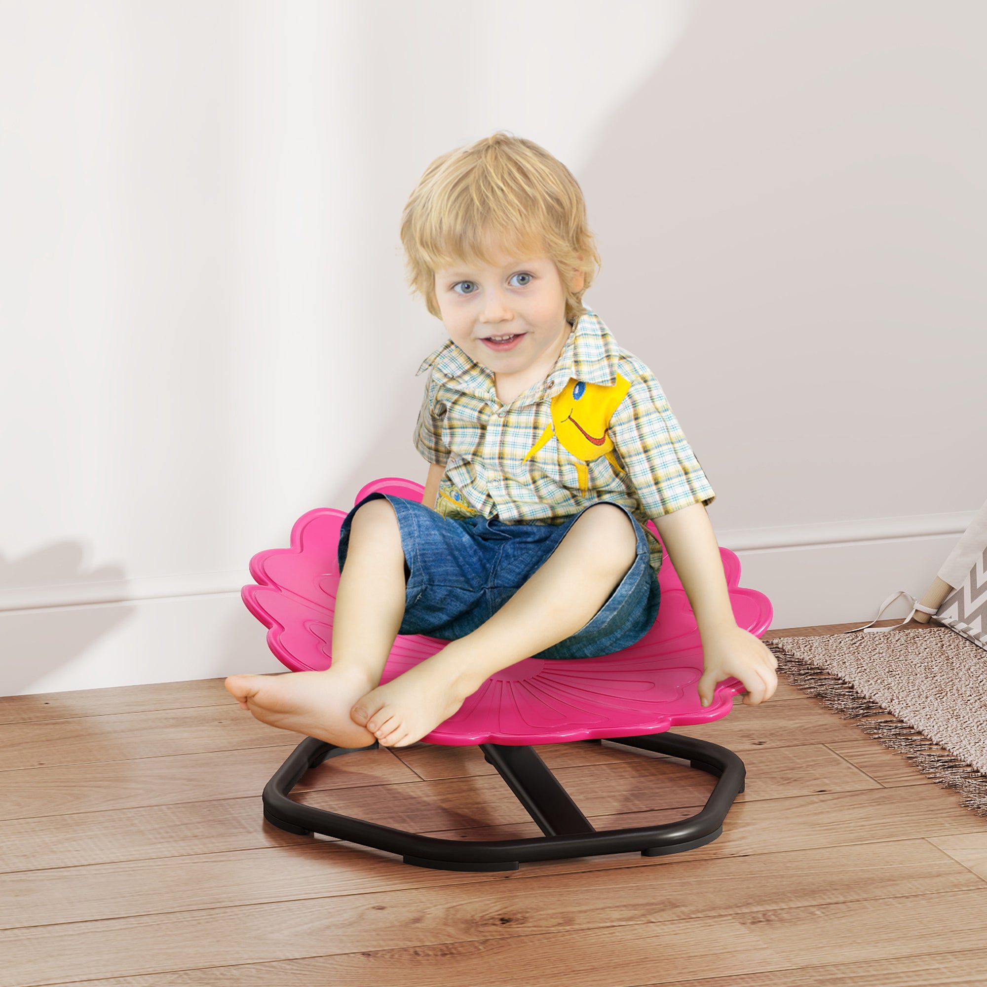 Flower-Shaped Sensory Spinning Chair with Non-Slip Base for Balance/Coordination, Pink