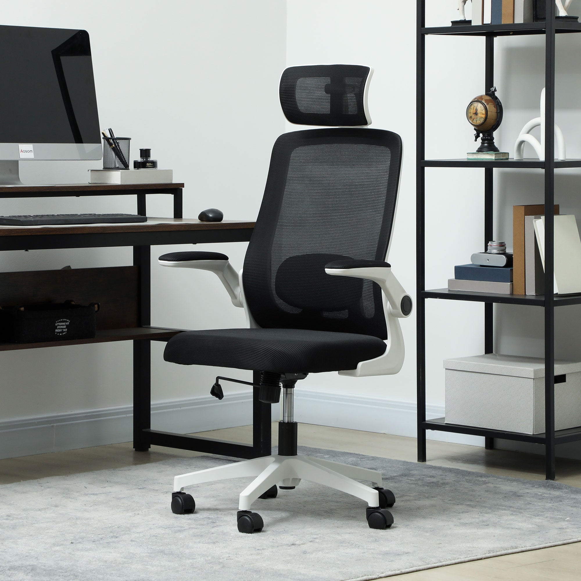 Multi-Adjust Ergonomic Office Chair with Headrest and Lumbar Support - Black