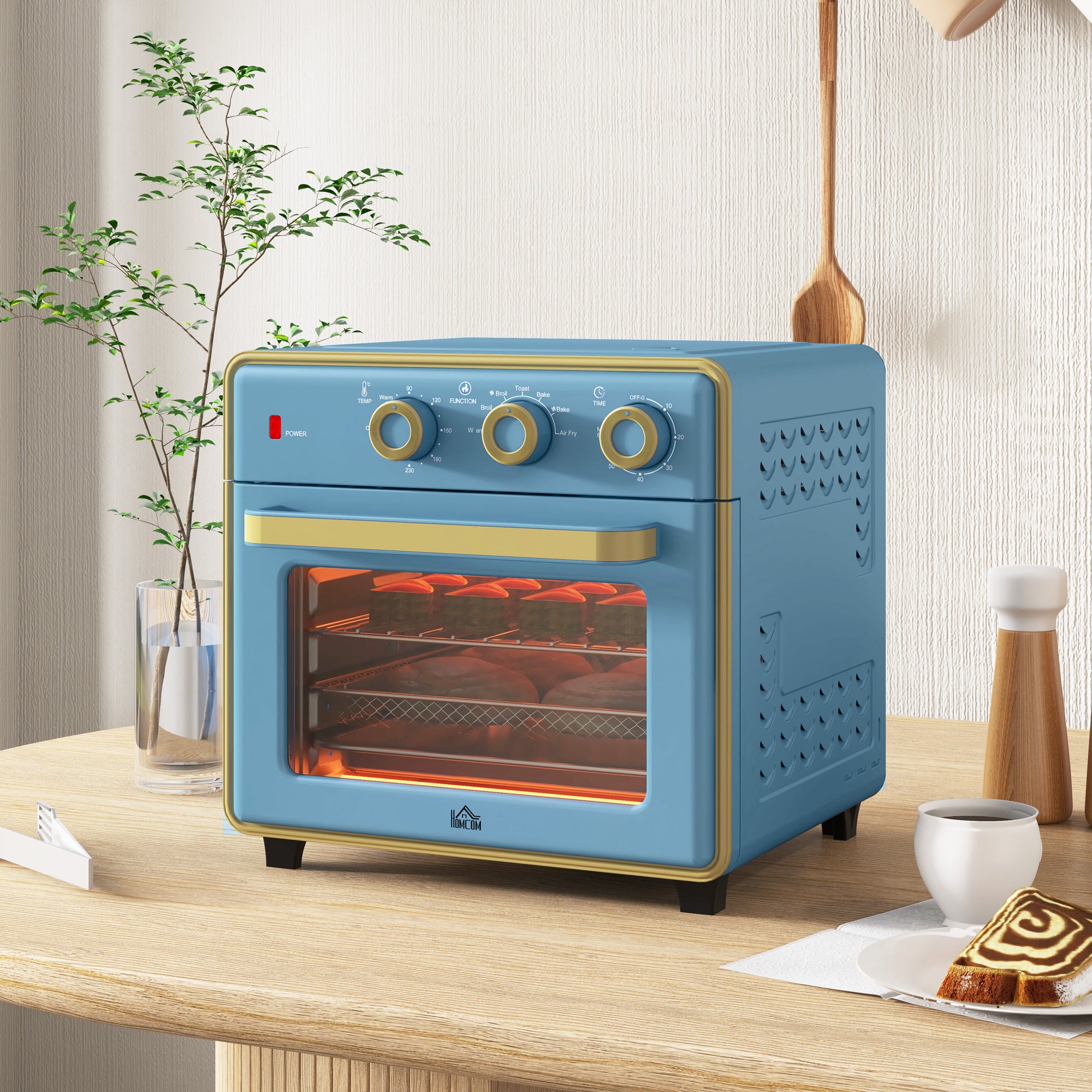 20 L Mini Electric Oven with 7 Cooking Functions - Blue