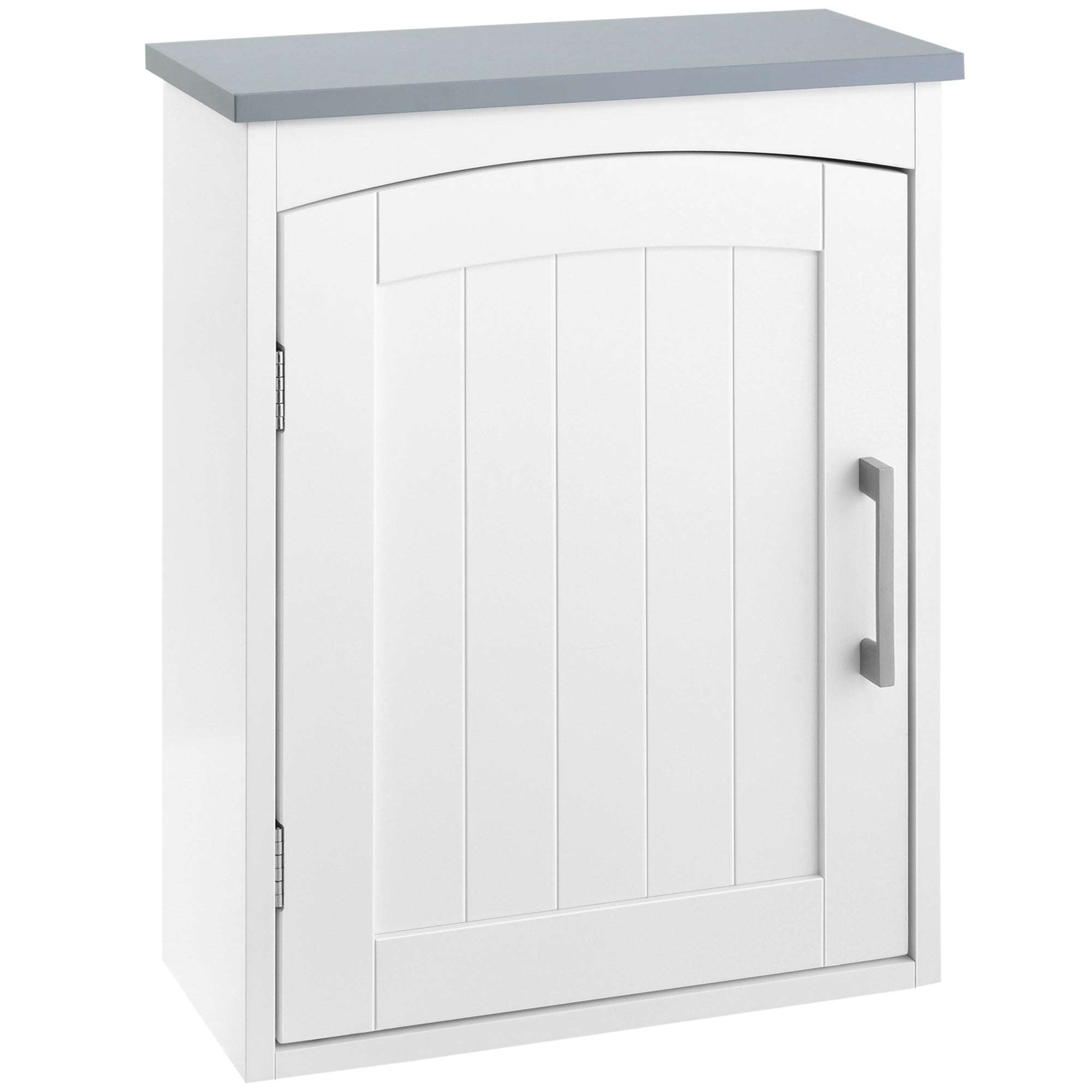 Bathroom Cabinet Wall Mounted, Modern Bathroom Wall Cabinet with Arched Door and Adjustable Shelf, Bathroom Storage Cabinet, Light Grey and White