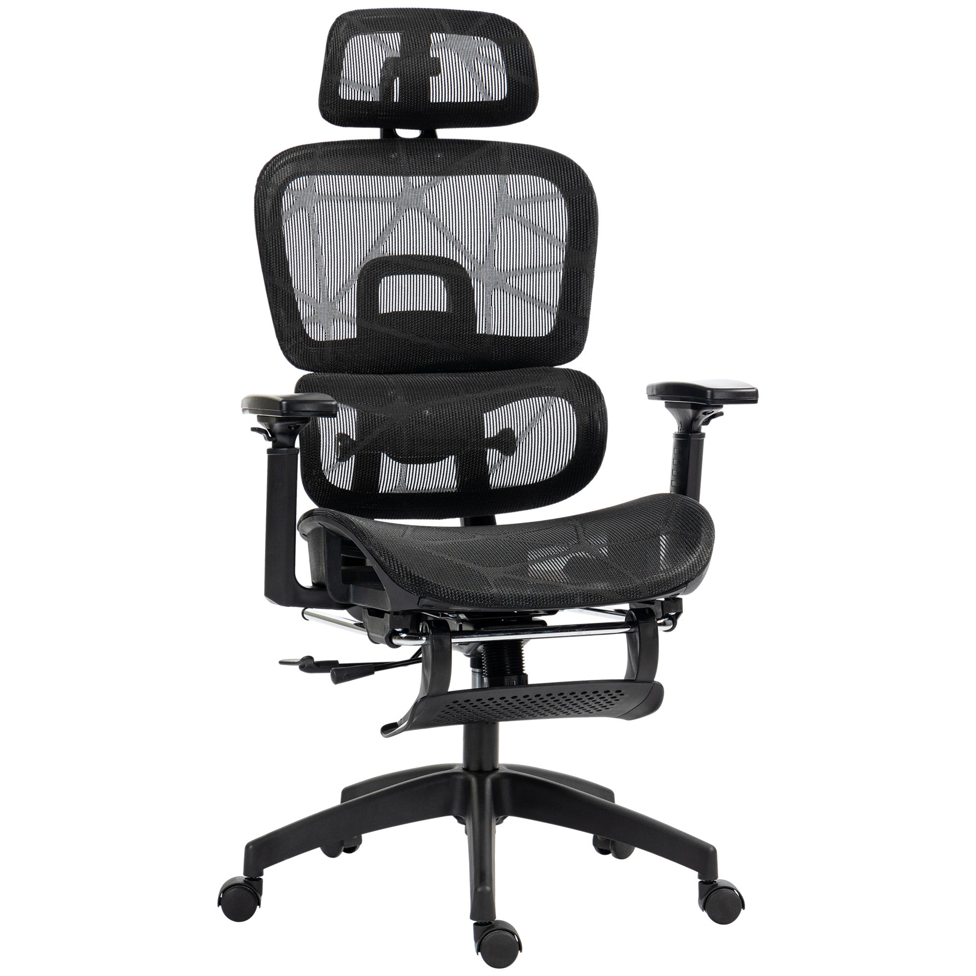 Multi-Adjustable Ergonomic Mesh Office Chair with Footrest - Black
