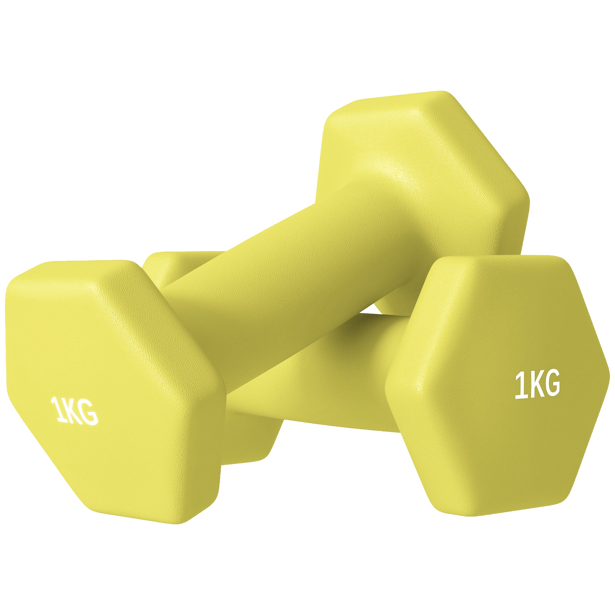 2 x 1kg Hexagonal Dumbbells Weights Set with Non-Slip Grip for Home Gym Workout, Yellow