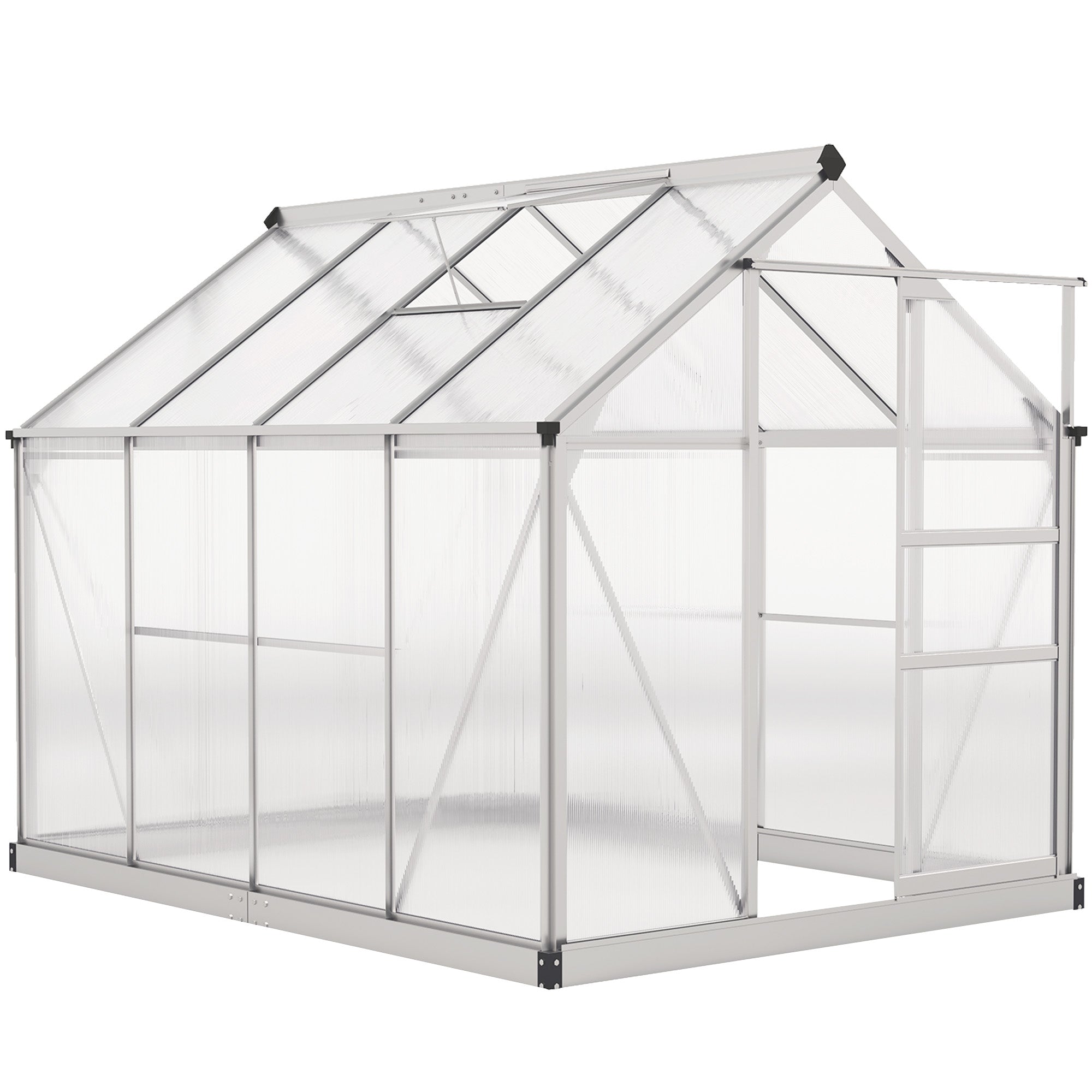 6 x 8ft Walk-In Greenhouse, with Sliding Door - Clear