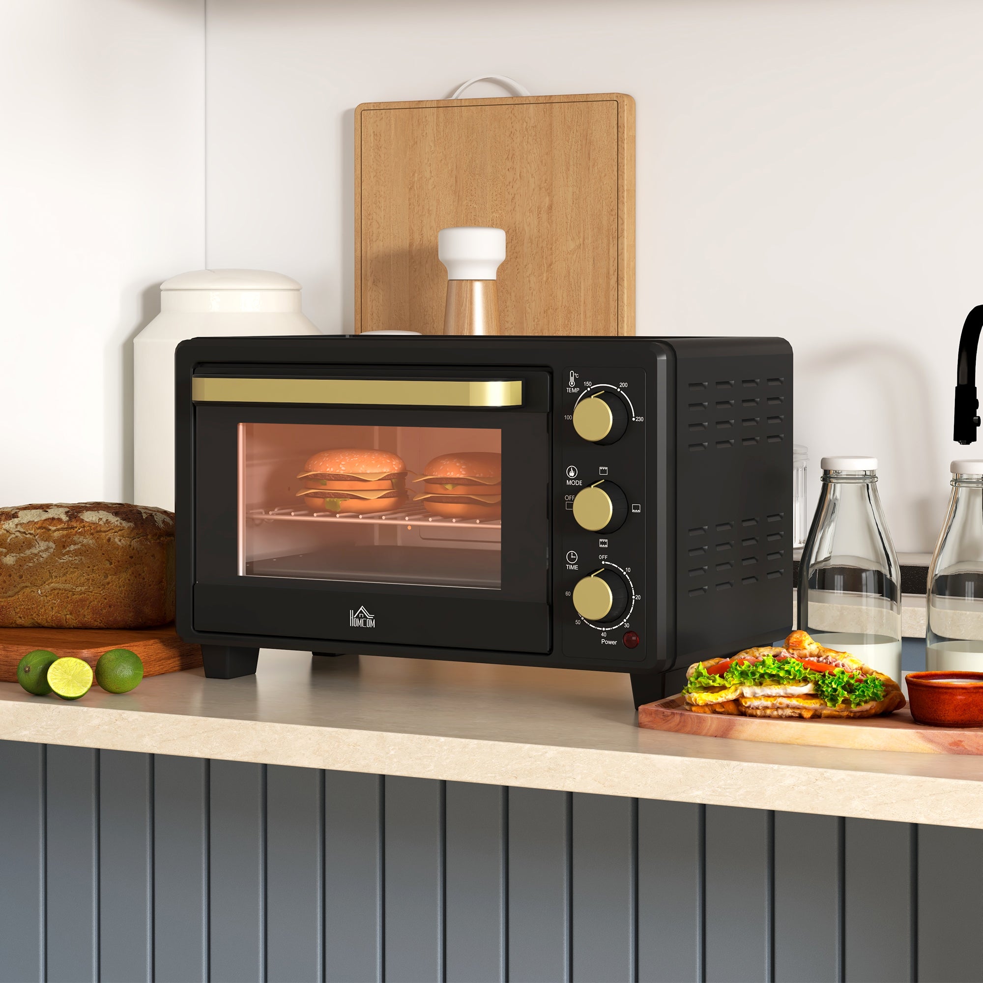 16 Litre Countertop Oven with Adjustable Heat Settings - Black