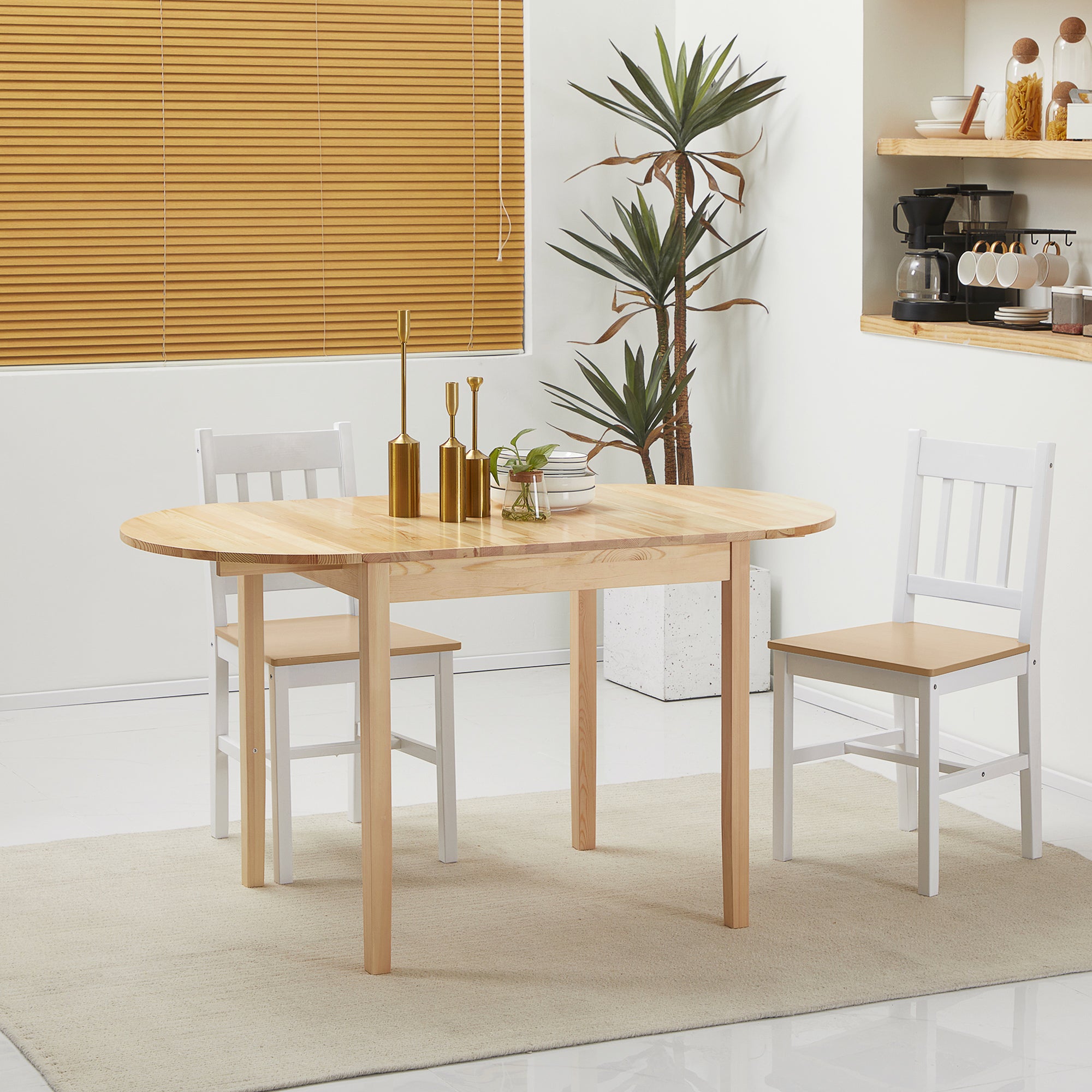 Wooden 4-6 Person Drop-Leaf Table - Natural Finish