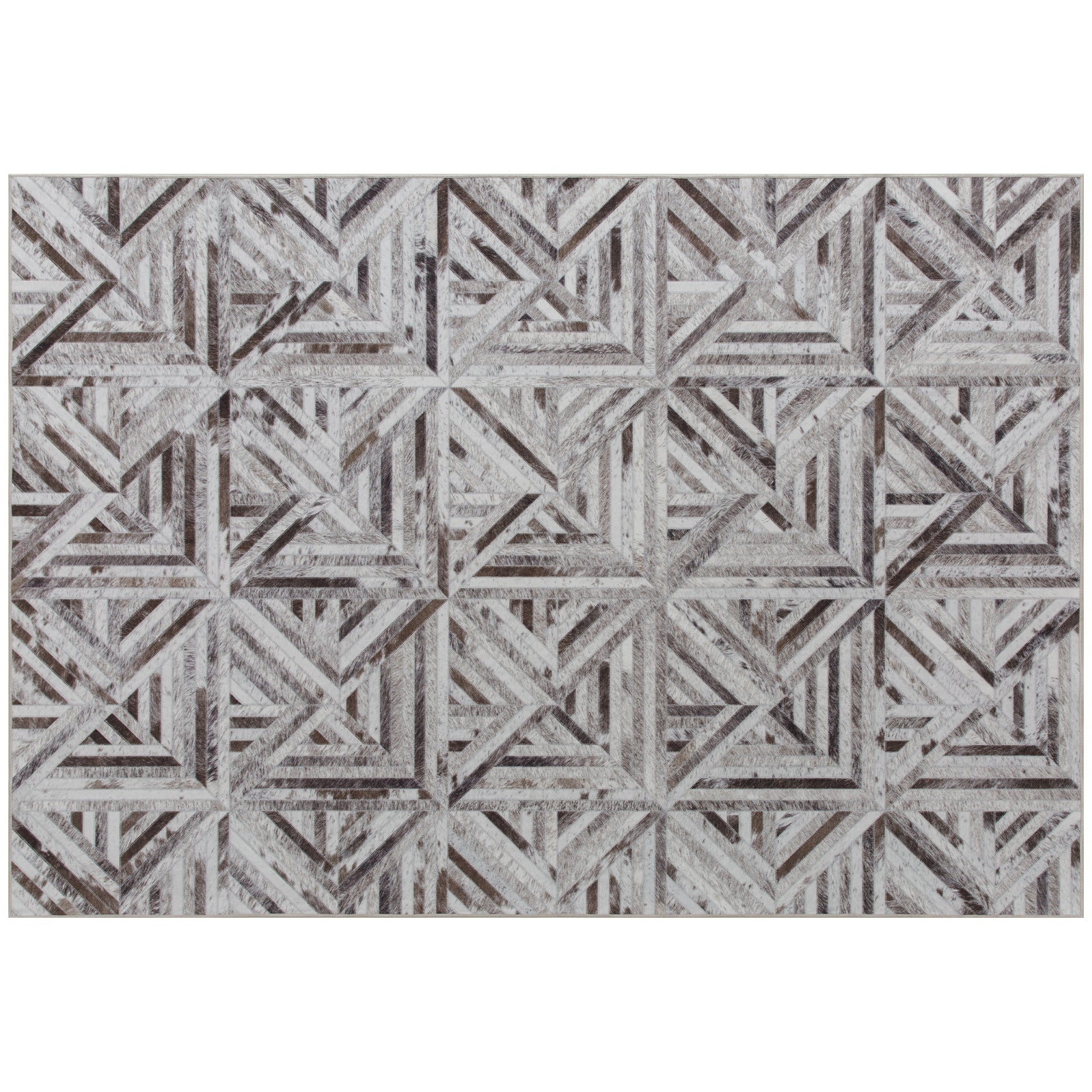 Modern Area Rug, Triangle Pattern Non-Slip Washable Rug, Chenille Floor Carpet for Living Room, Bedroom, Dining Room, Home Office, 290 x 200 cm, Brown