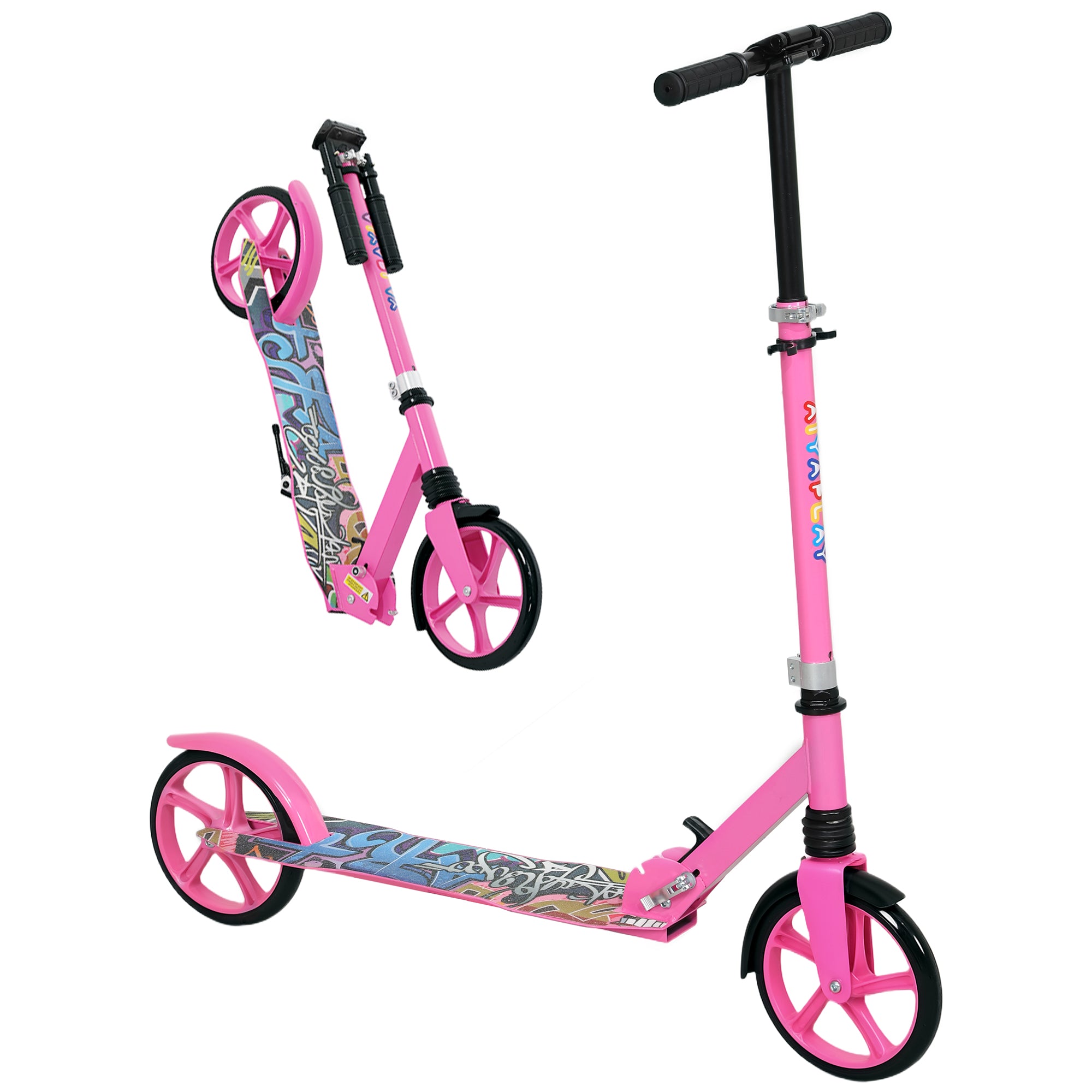 Foldable Kids Scooter with Adjustable Handlebar, 200mm Wheels, Rear Fender Brake for Ages 6-12 - Pink