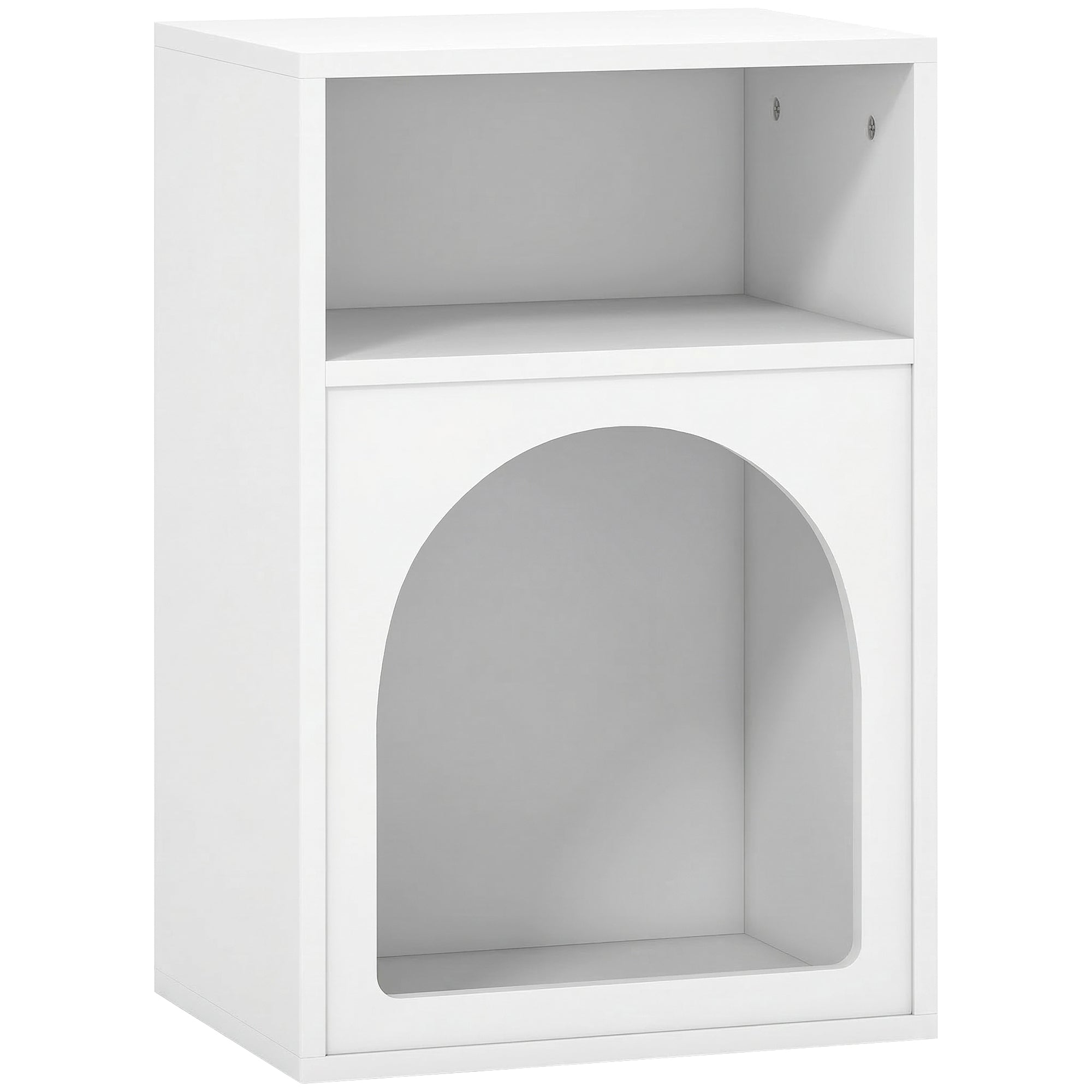 Bedside Table with 2 Open Compartments - White