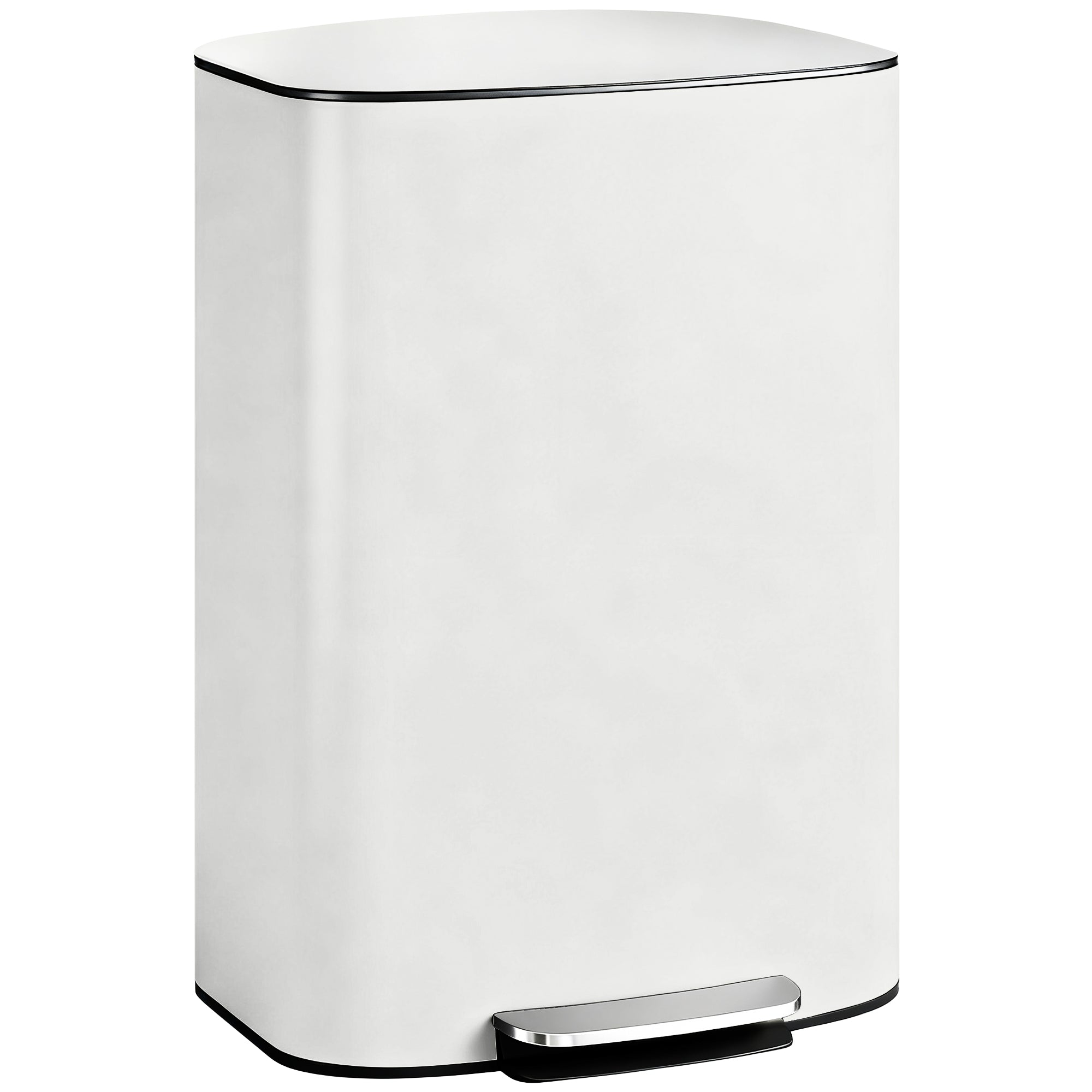 50L Kitchen Bin with Soft-Close Lid and Stay-Open Function, Stainless Steel Pedal Bin with Removable Inner Bucket, Carry Handle for Kitchen, Office, Home, Cream