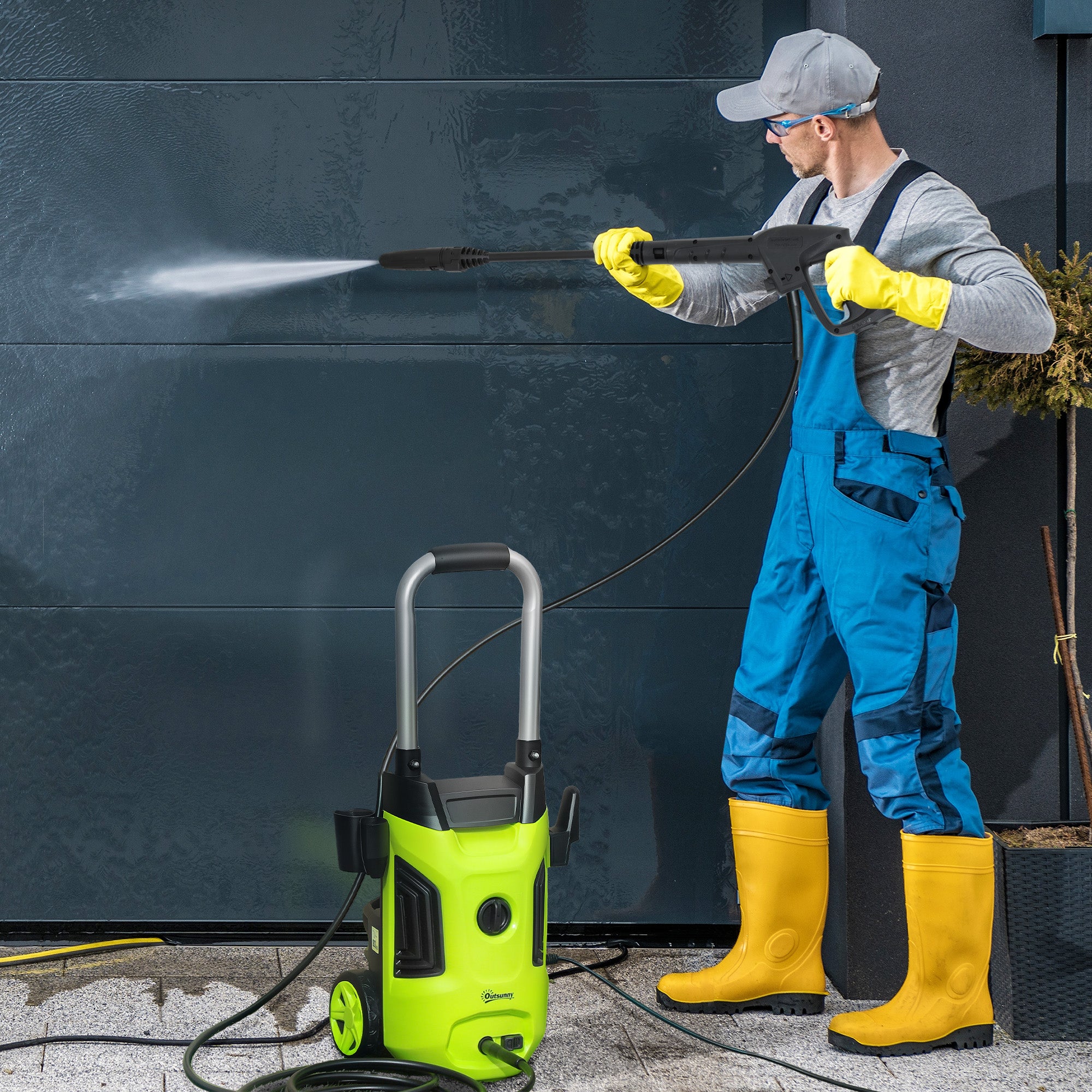 Portable 1800W Electric Pressure Washer 150 Bar with Adjustable Nozzle Green