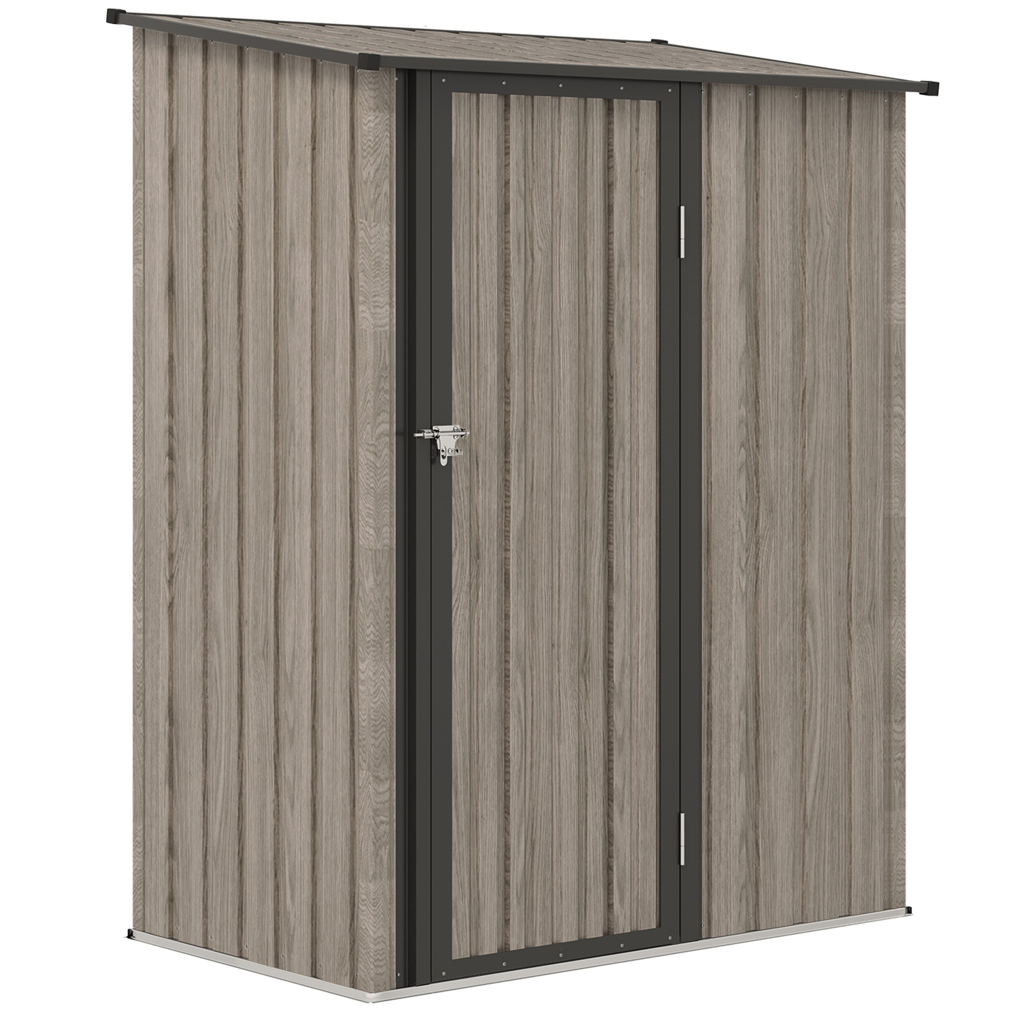5ft x 3ft Metal Garden Storage Shed with Lockable Door - Light Grey
