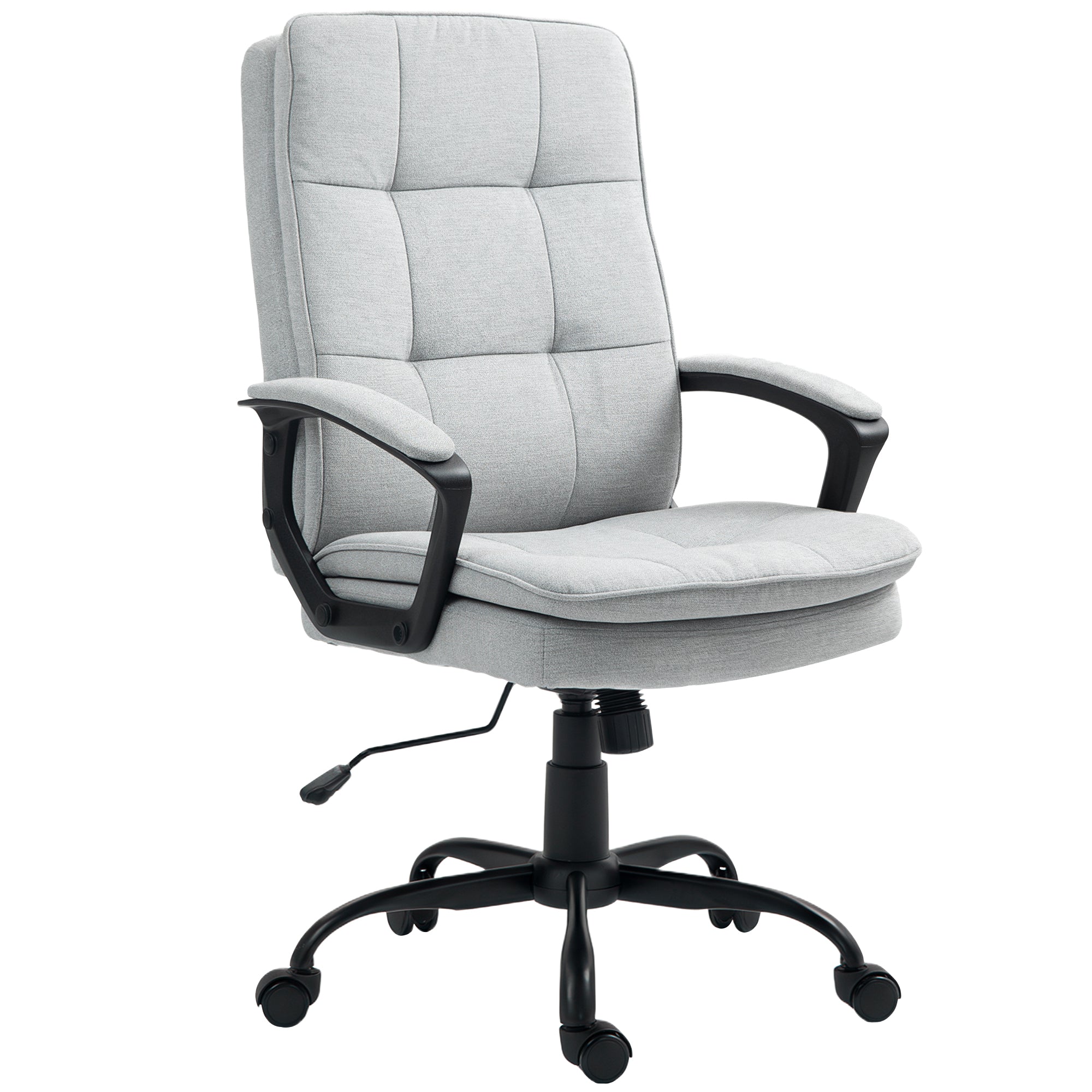 Linen-Look Double-Padded Office Chair - Grey
