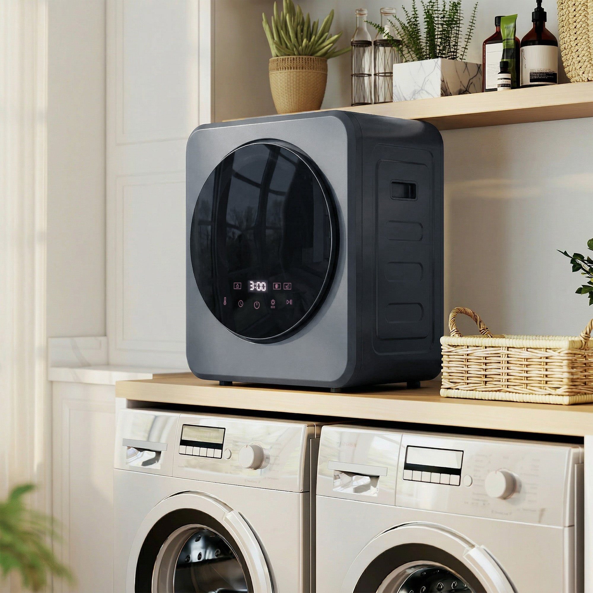 Vented Tumble Dryer, 4kg Front Tumble Dryer with Stainless Steel Tub, 800W Compact Freestanding Grey