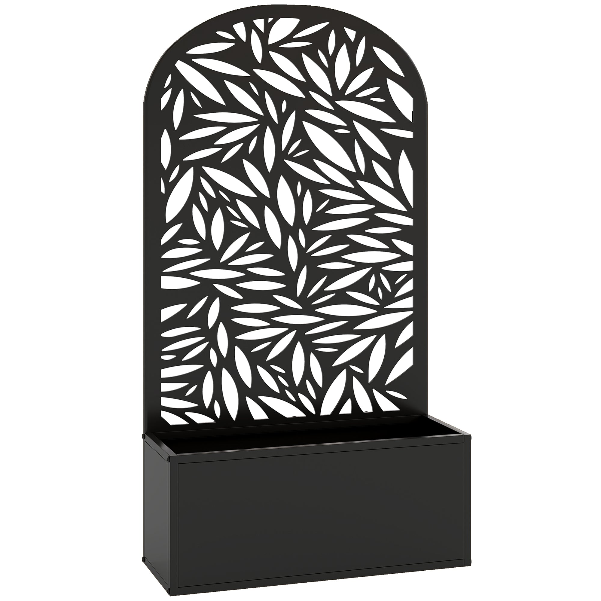 Metal Garden Bed for Garden with Trellis, Wall Mounted or Freestanding Raised Planter with Curved Privacy Screen
