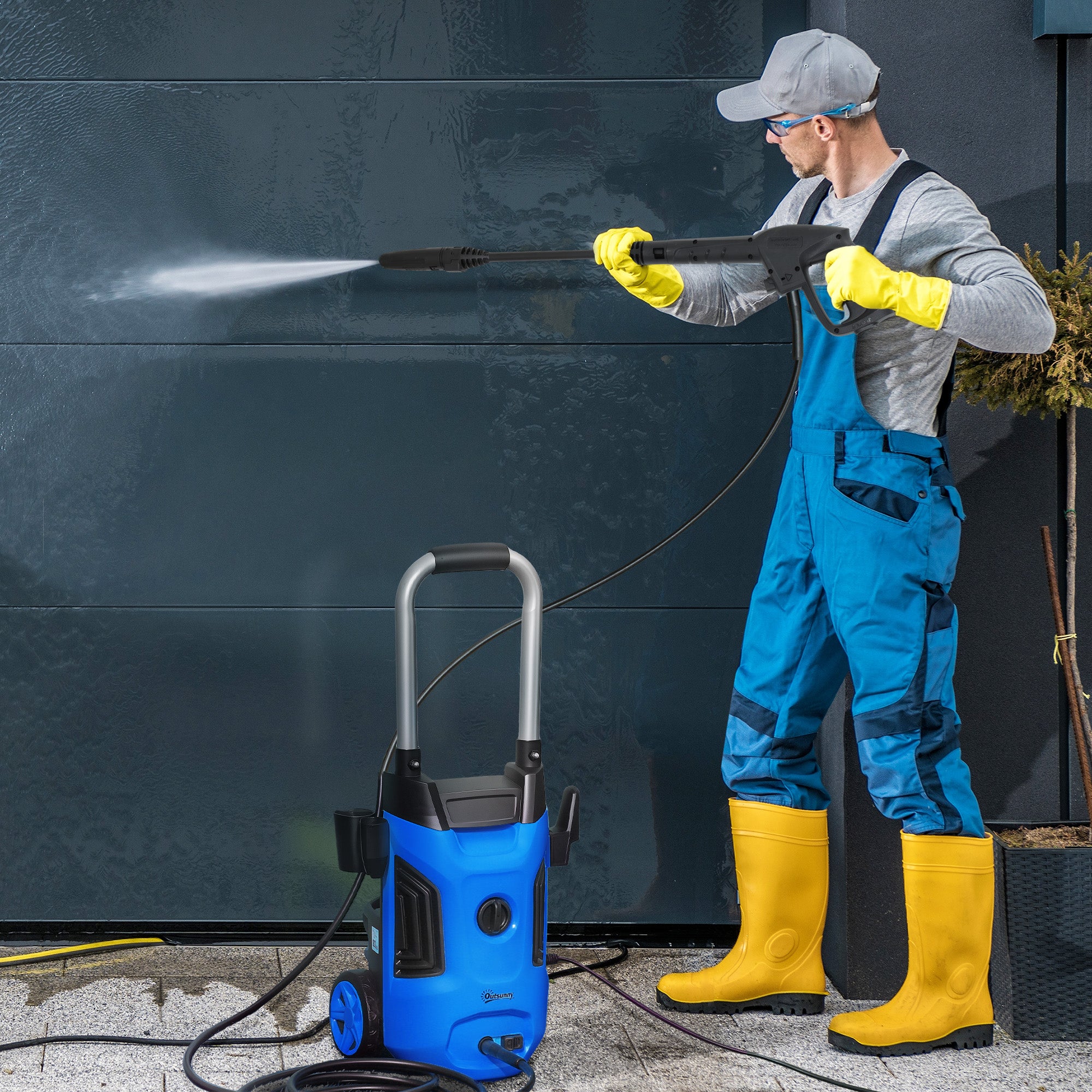 1800W Portable Electric Pressure Washer With Adjustable Nozzle - Blue