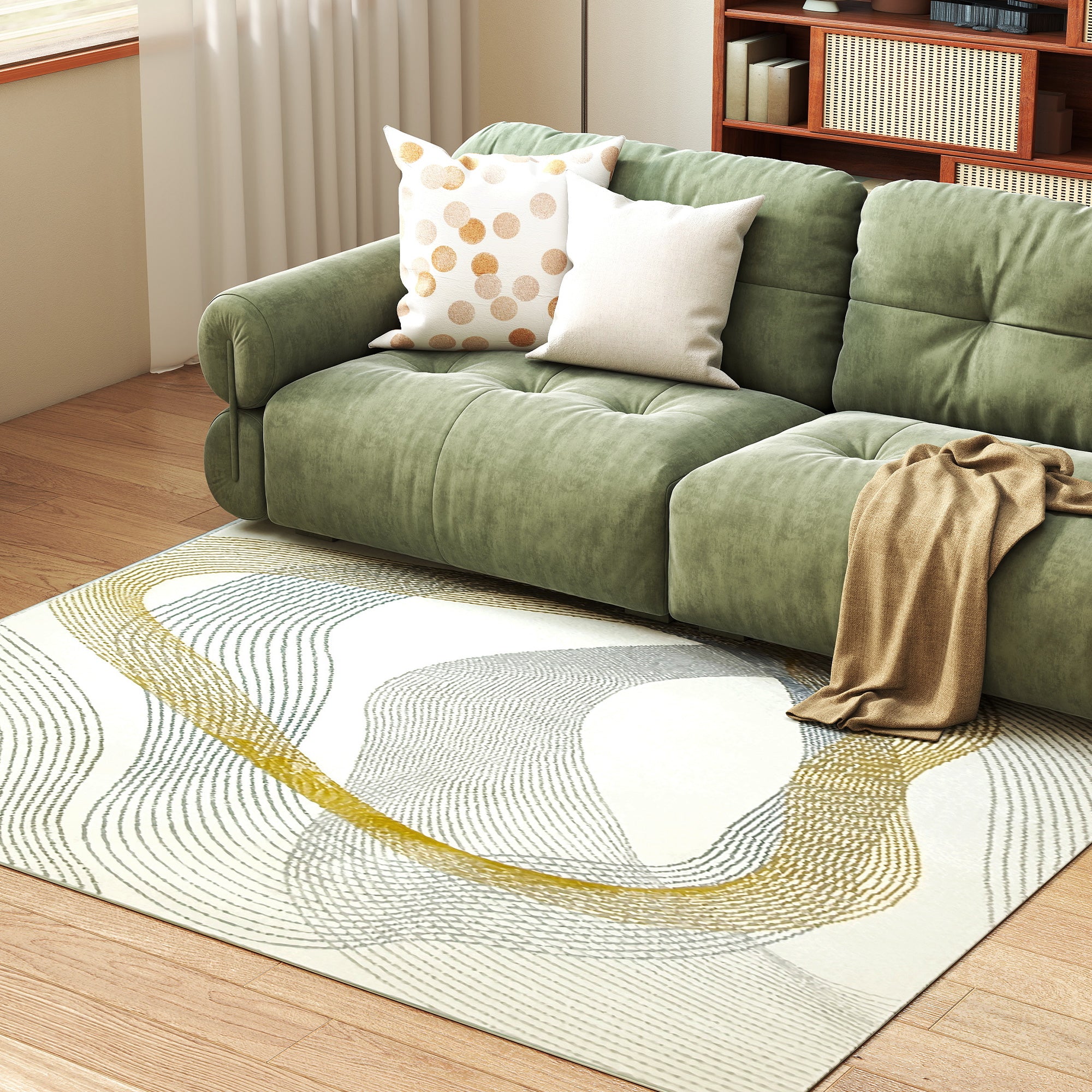 Modern Area Rug, Machine Washable Rug, Allergy-Friendly Floor Carpet for Living Room, Bedroom, Dining Room, Home Office, 170 x 120 cm, Cream White