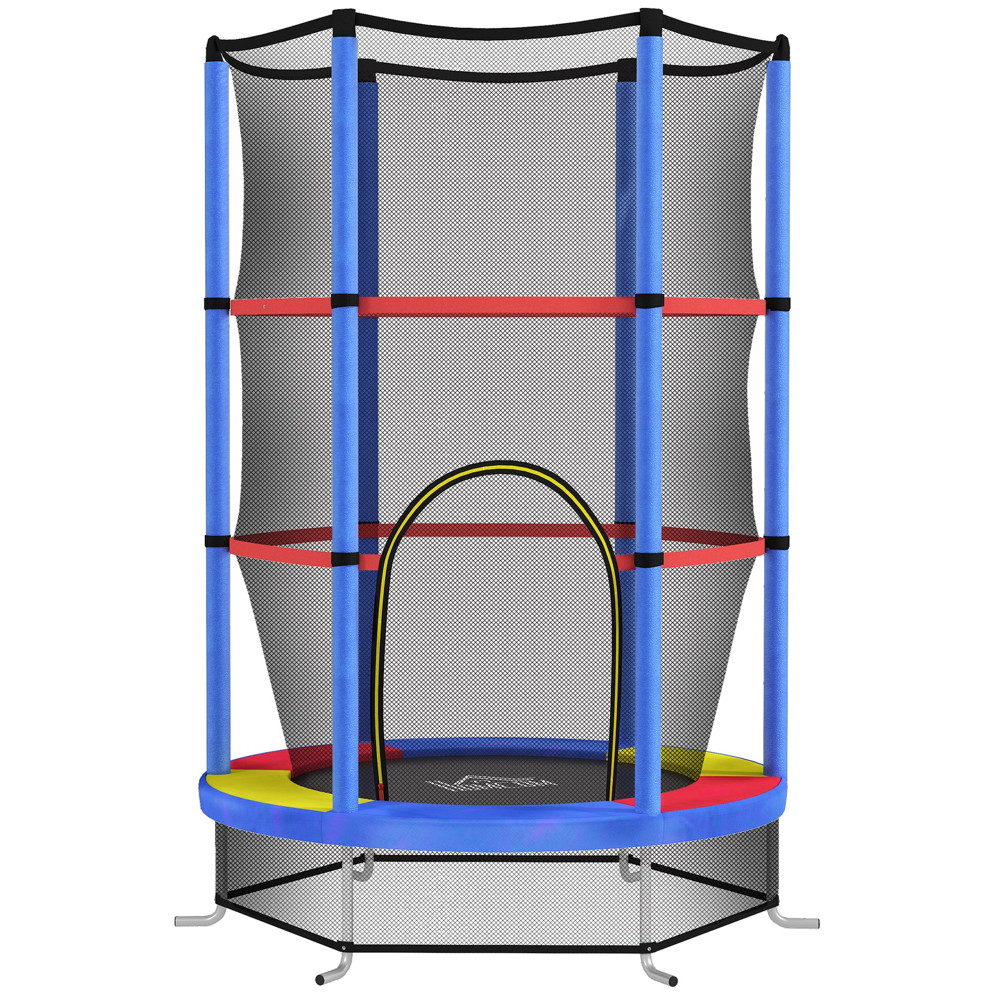Kids Trampoline with Enclosure Net and Steel Frame for Ages 3-6 Years - Multicoloured