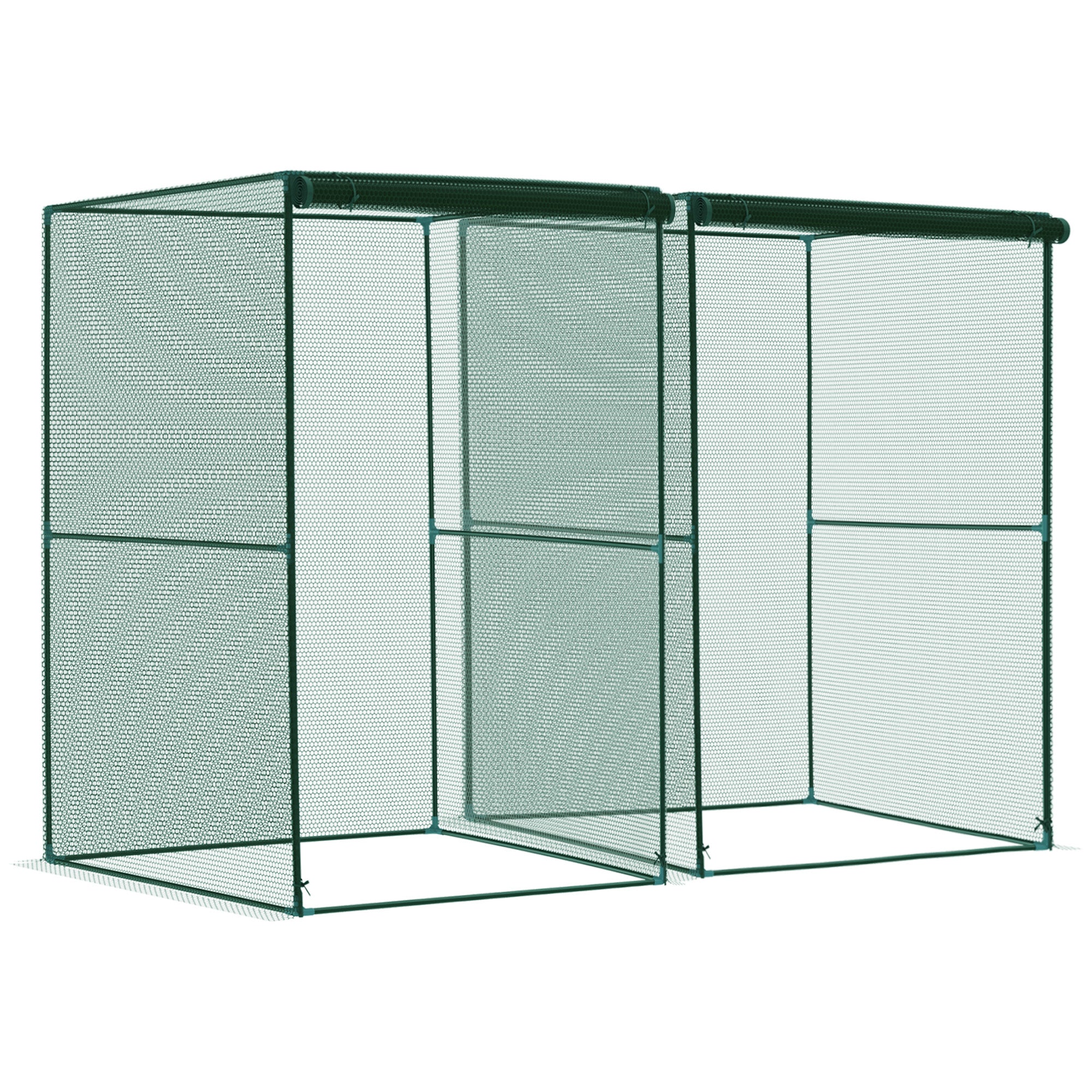 Set of 2 Fruit Cage Bird Netting Tents with Zipped Door - Dark Green