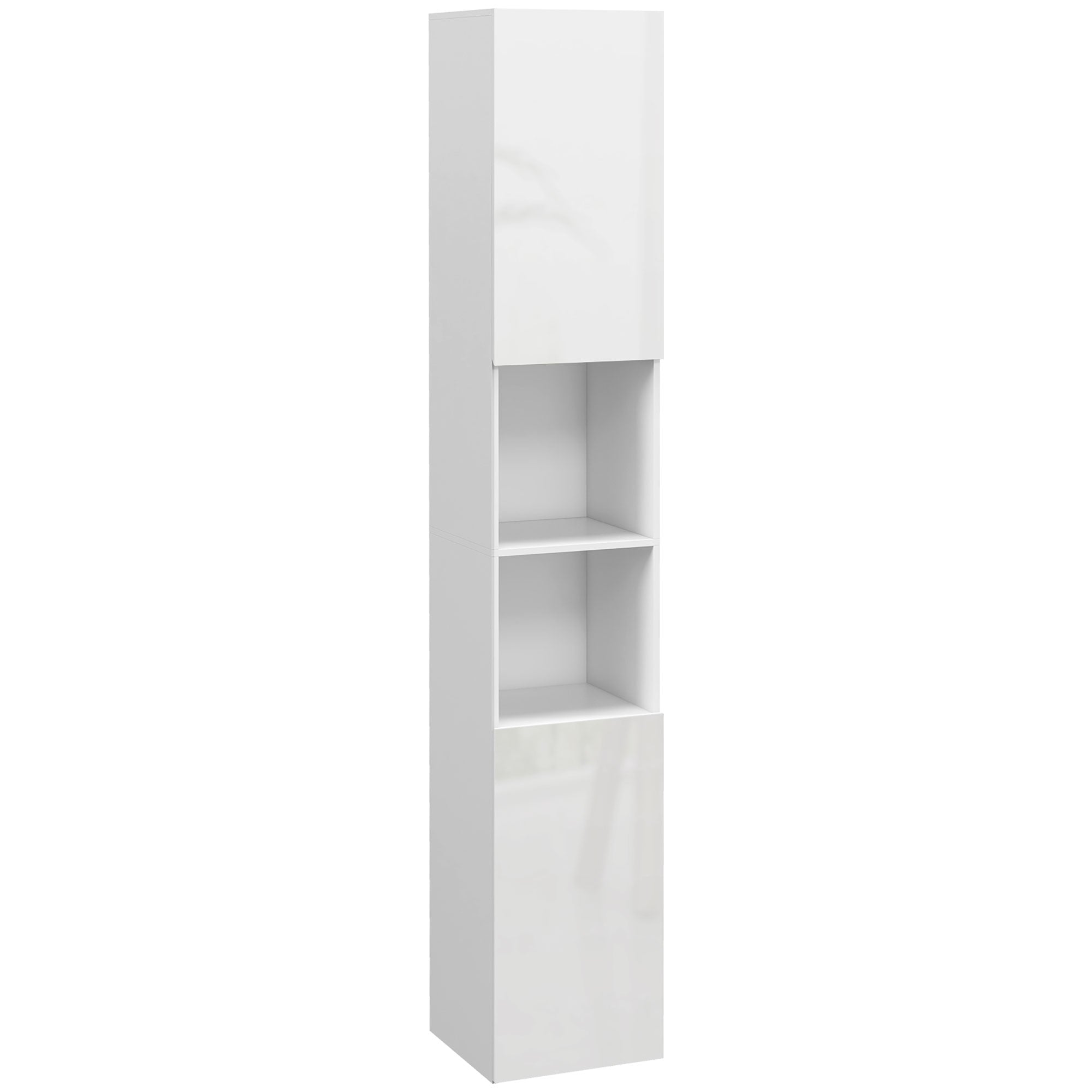 Multi-Storage Slim Bathroom Cabinet - High Gloss White