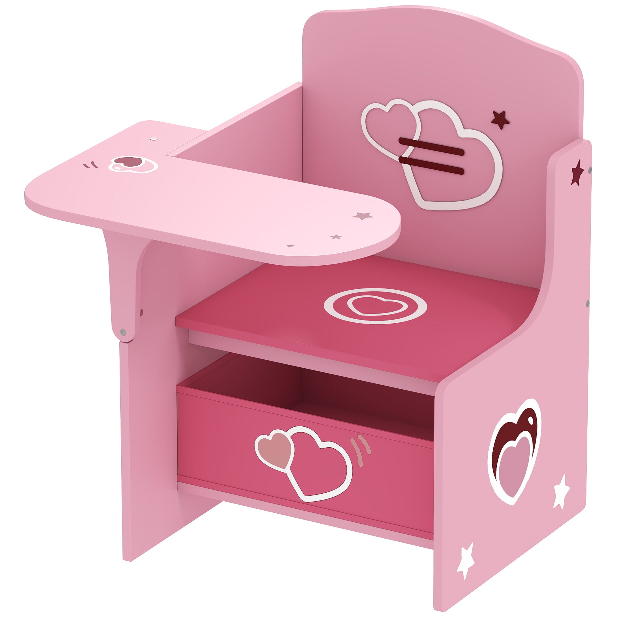Kids Table and Chair Set, Children Desk and Chair with Storage Bins for Playing, Reading, Painting, for Ages 3-5, Pink