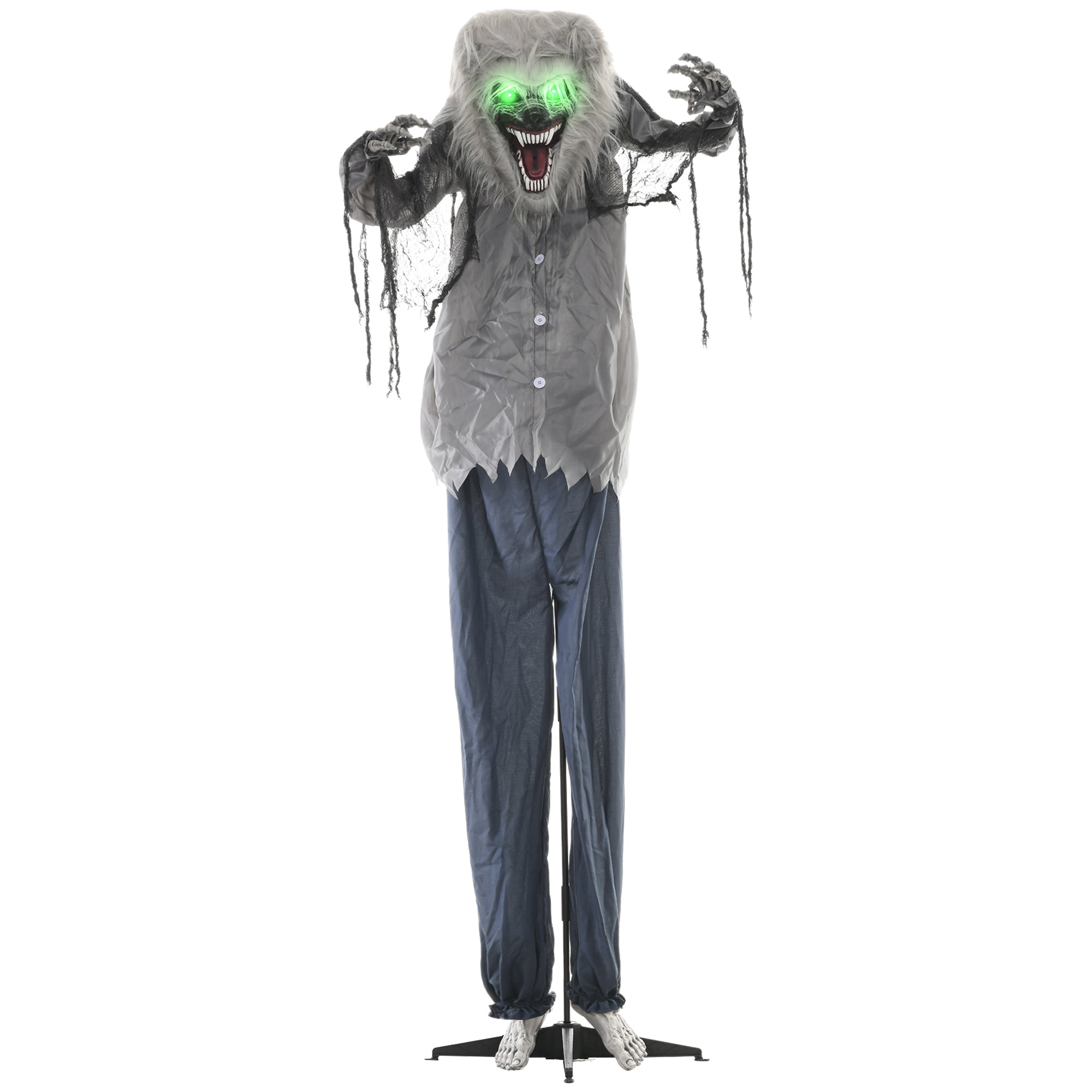 6'8" Skeleton Werewolf Halloween Animatronic, with Glowing Eyes