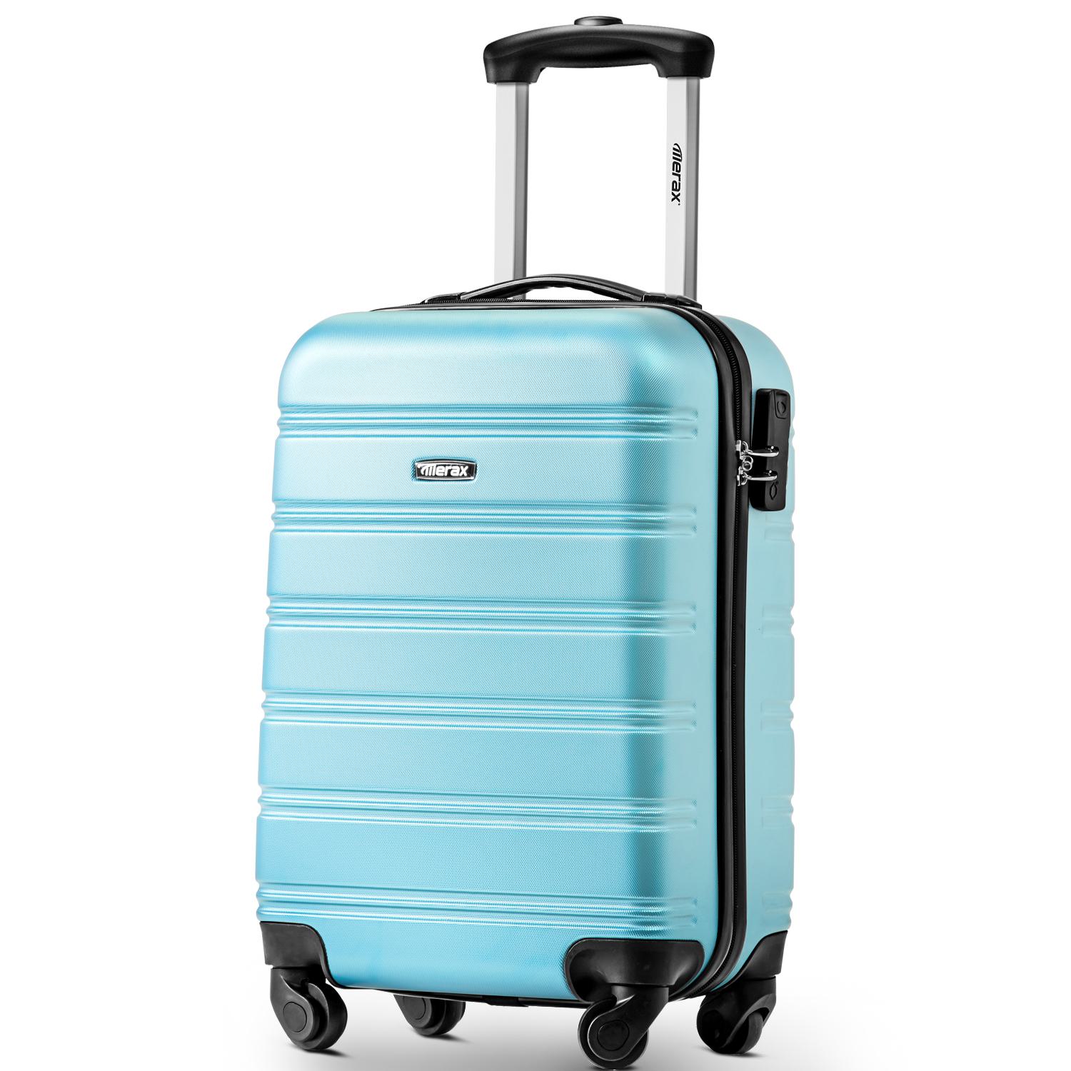 20" 4-Wheel ABS Hard Shell Travel Trolley Suitcase with Silent Universal Wheels, Luggage with Combination Lock, 35L × 23W × 57H cm, Skyblue
