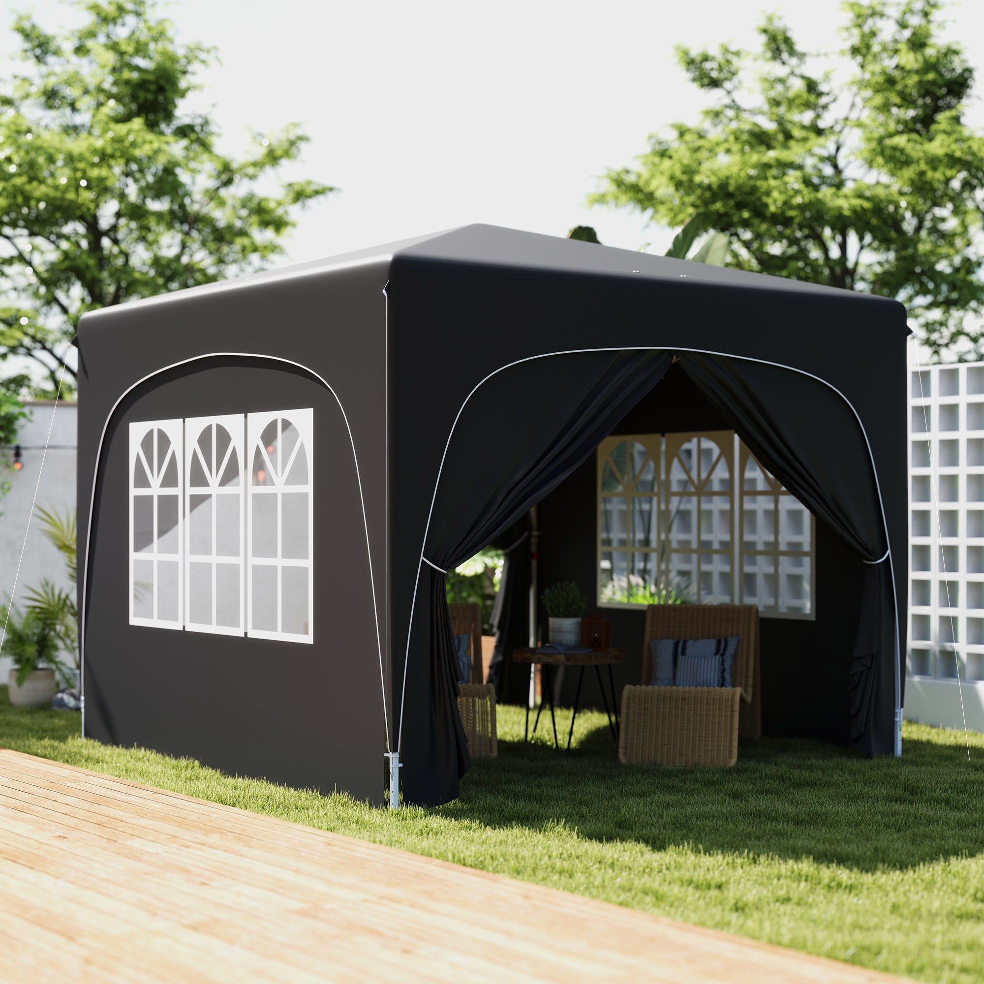 3x3m Pop-Up Gazebo Shelter with UPF50+ Canopy - Black