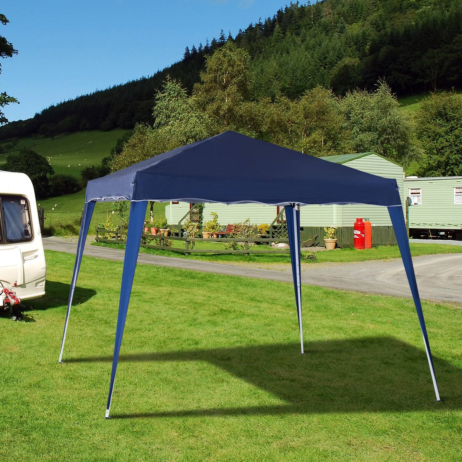 3M x 3M Pop Up Gazebo with 2.5M x 2.5M Adjustable Slant Leg Canopy and Carry Bag - Blue