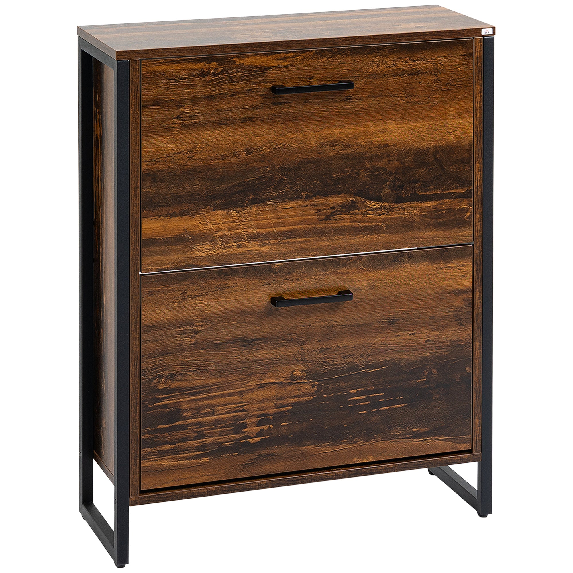 12-Shoe Two-Door Storage Cabinet with Flat Top - Wood-Effect