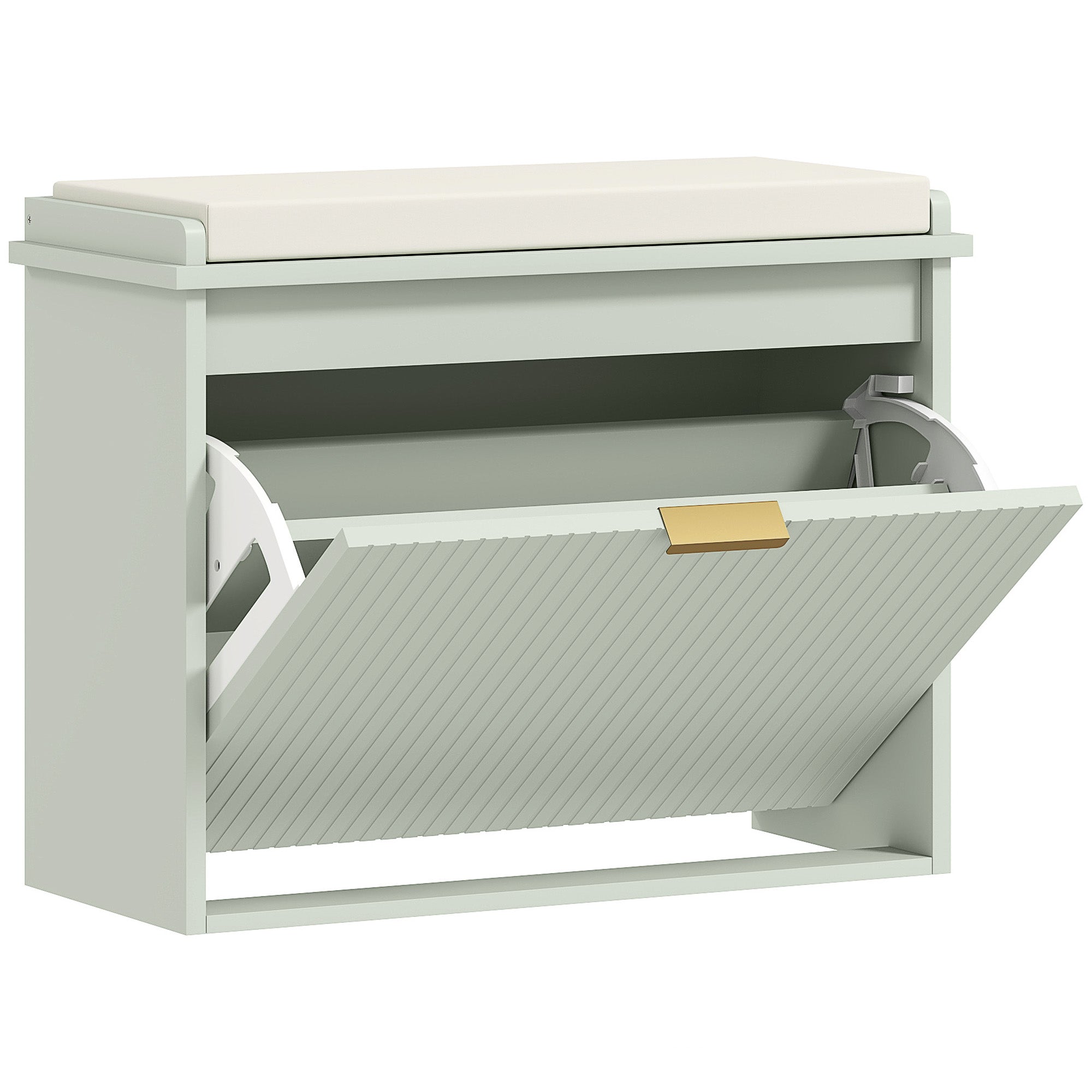 Elegant Six Shoe Bench, with Top Seat - Green