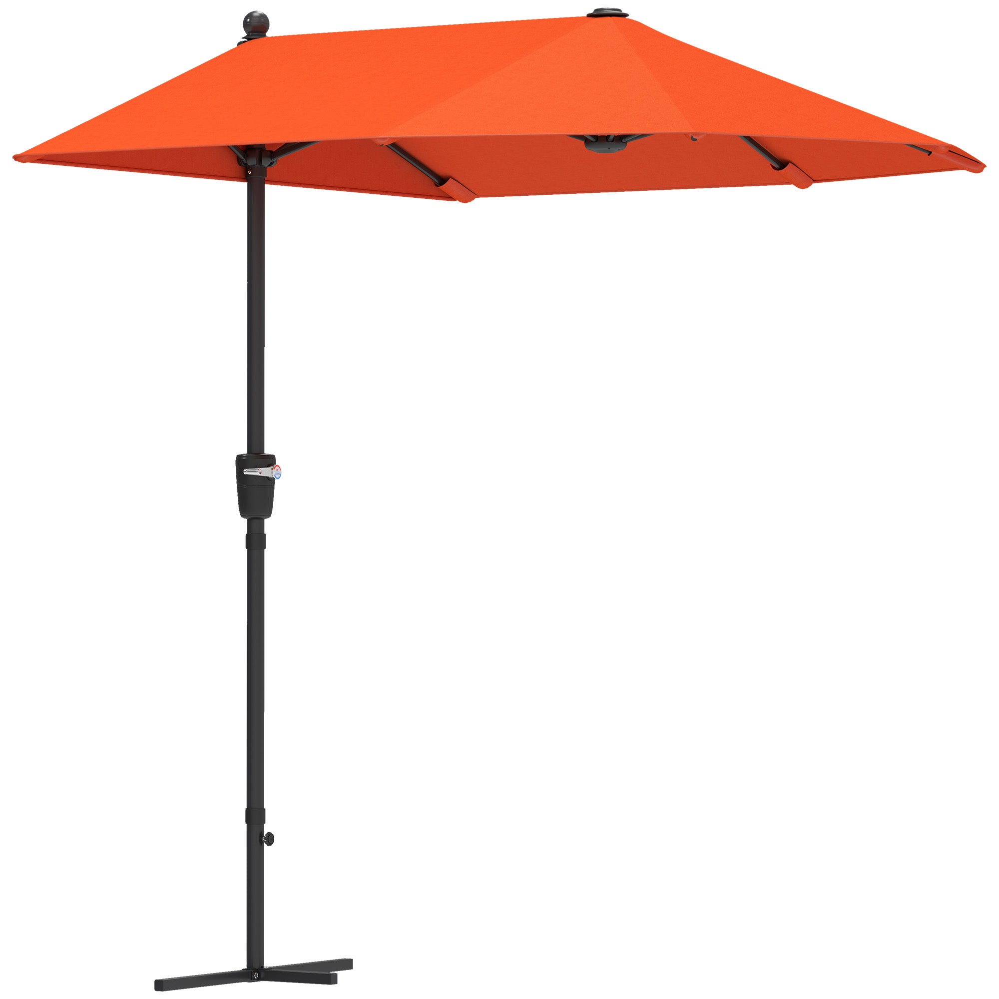 2 Metre Half Parasol Garden Umbrella with Crank Handle - Orange