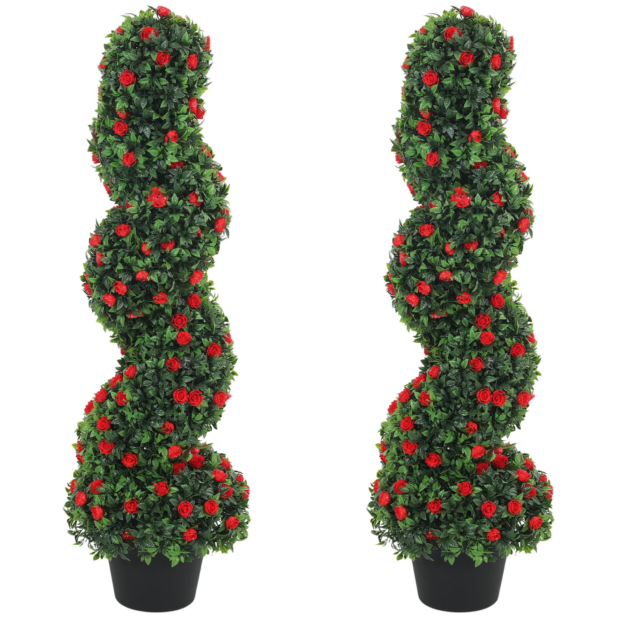 Decorative Artificial Plants Set of 2, UV Resistant Fake Plants in Pot for Indoor Outdoor Decor, 90cm, Red