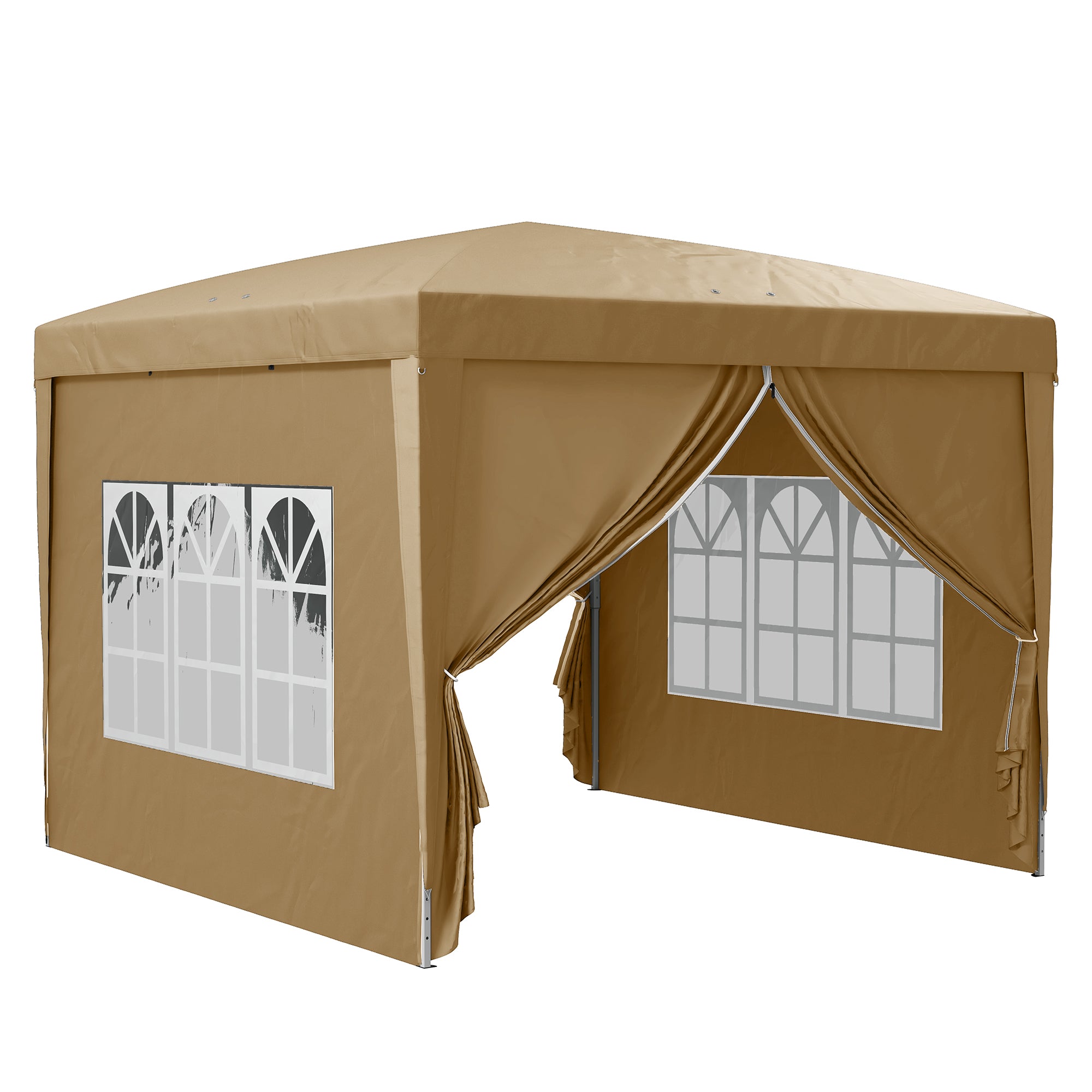 3x3 Metre Pop Up Gazebo with Removable Walls - Khaki