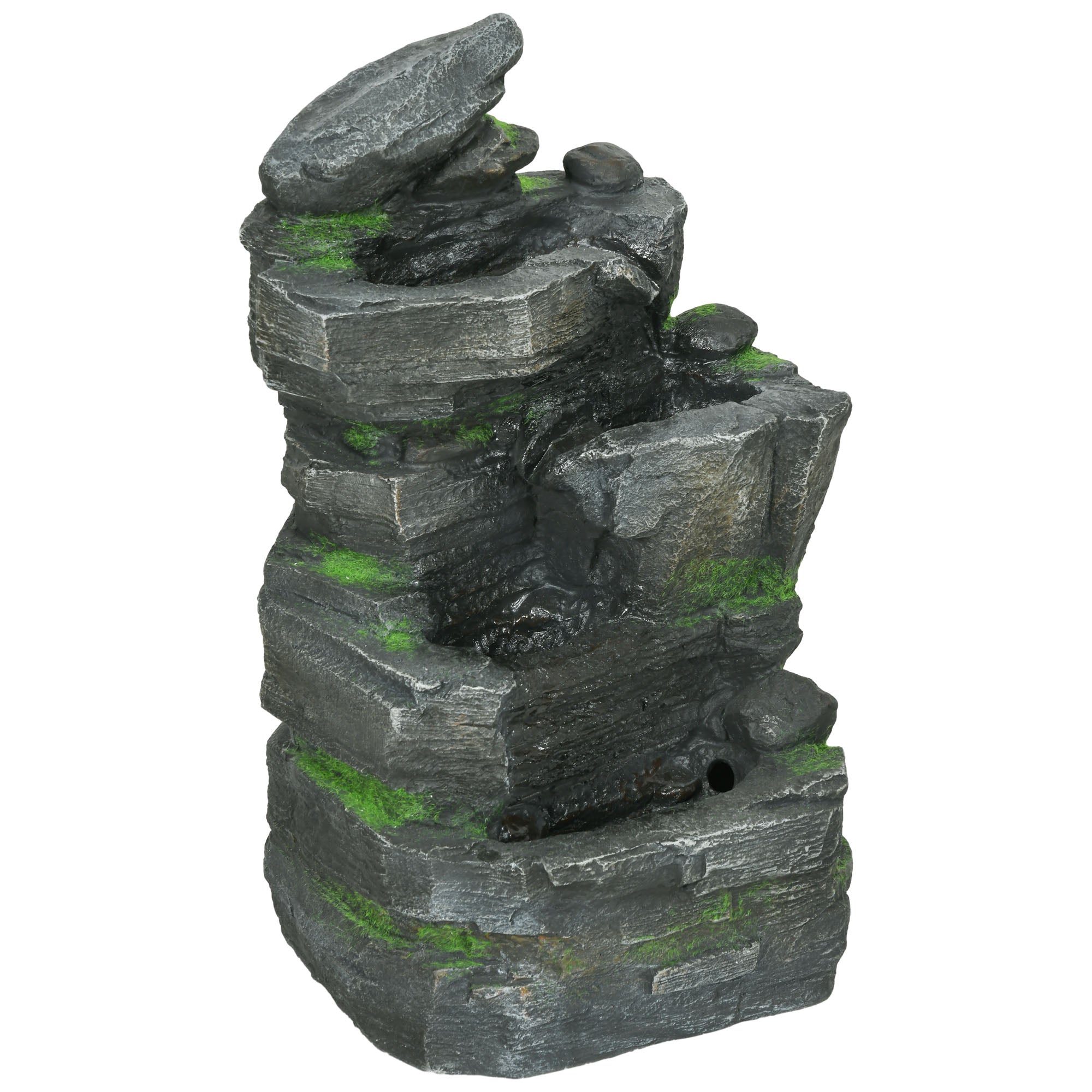 Garden Solar-Powered Water Feature with LED Lights - Dark Grey