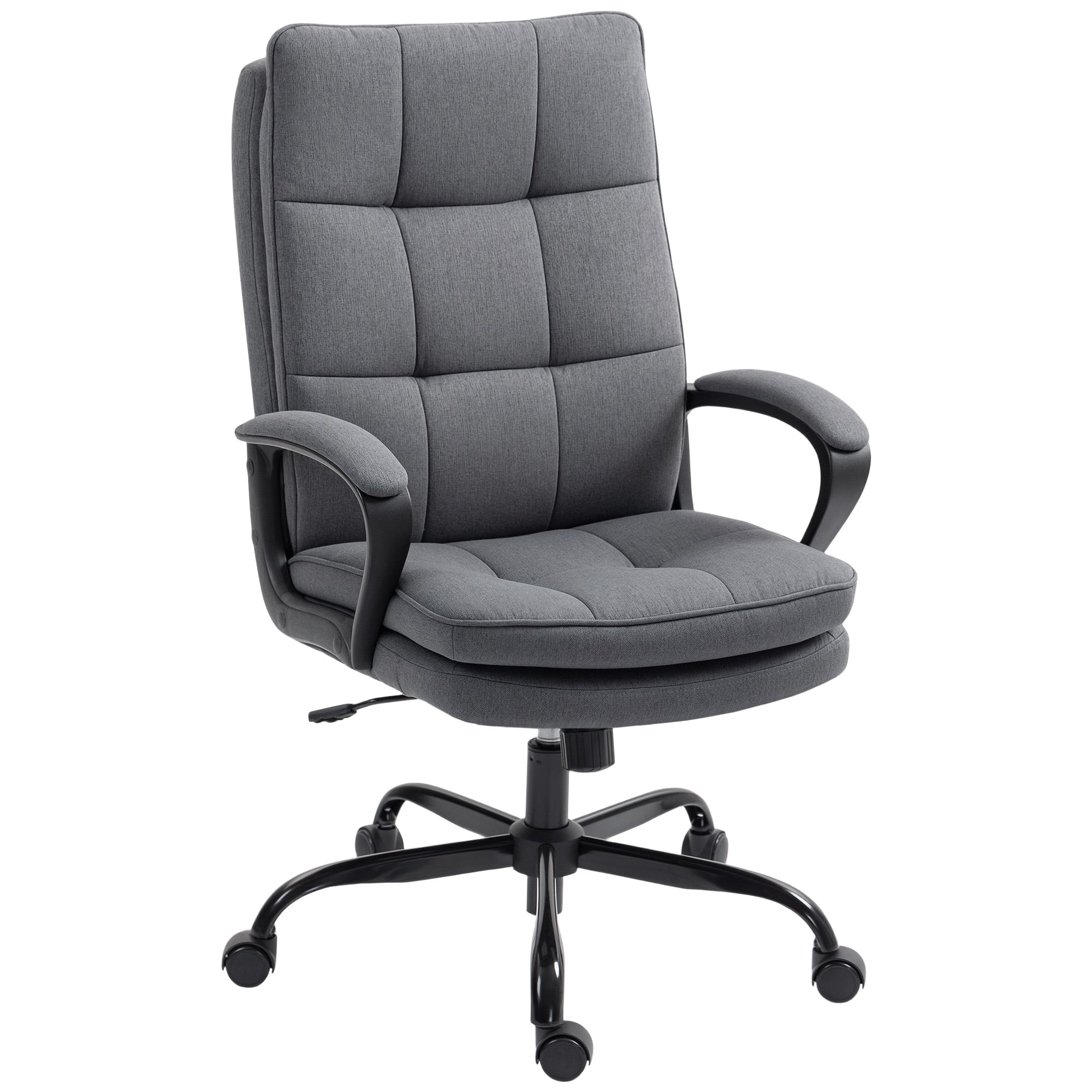 Double Padded Linen-Look Office Chair - Charcoal Grey