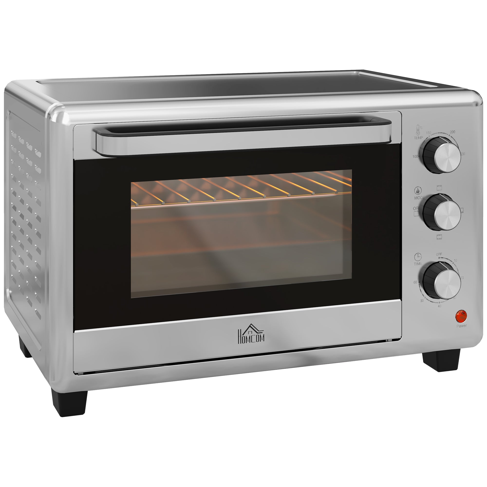 30L Mini Electric Oven with Temperature Control and Accessories - Silver Tone