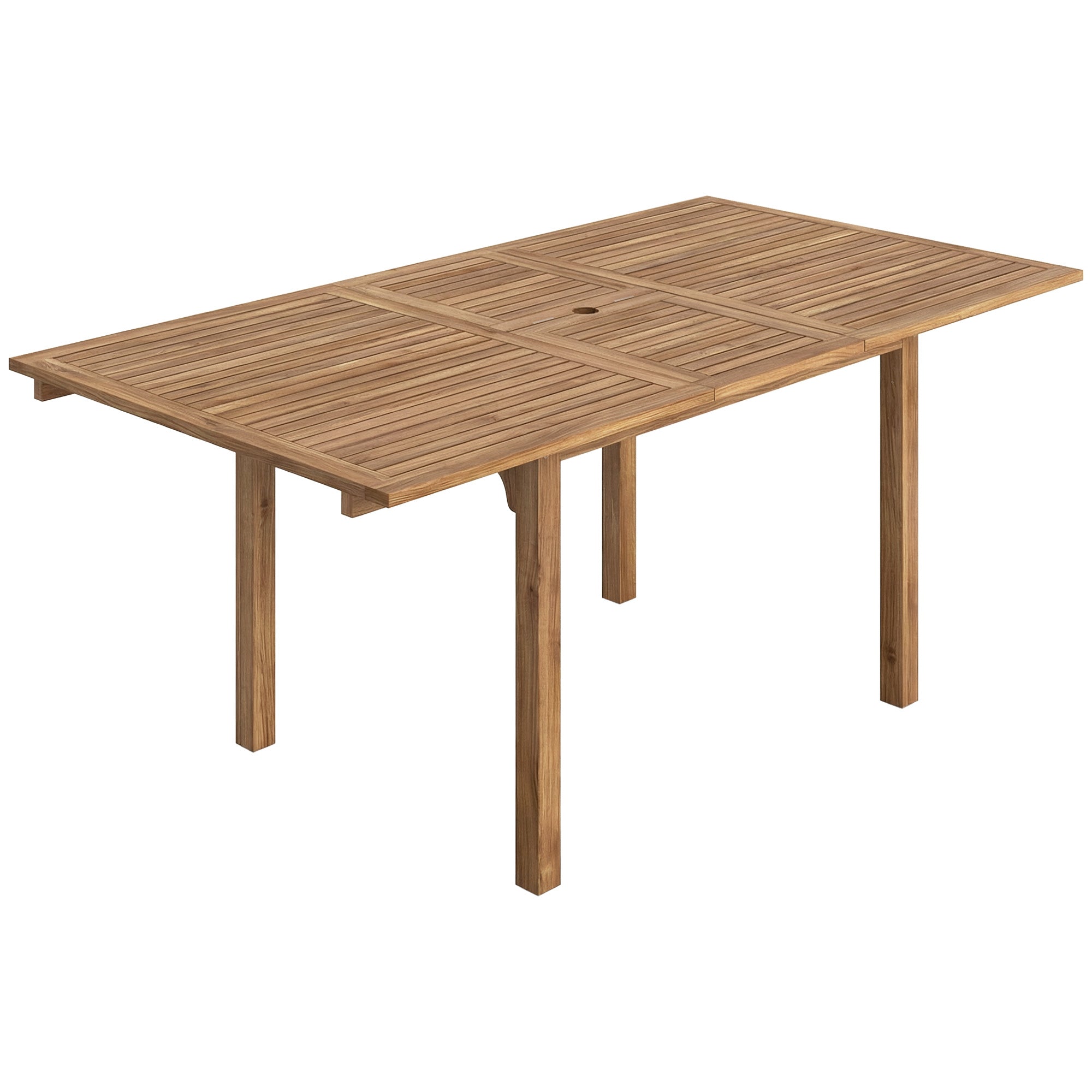 Extending Garden Table, Outdoor Dining Table for 6-8 with Acacia Wood Slatted Tabletop for Balcony Porch