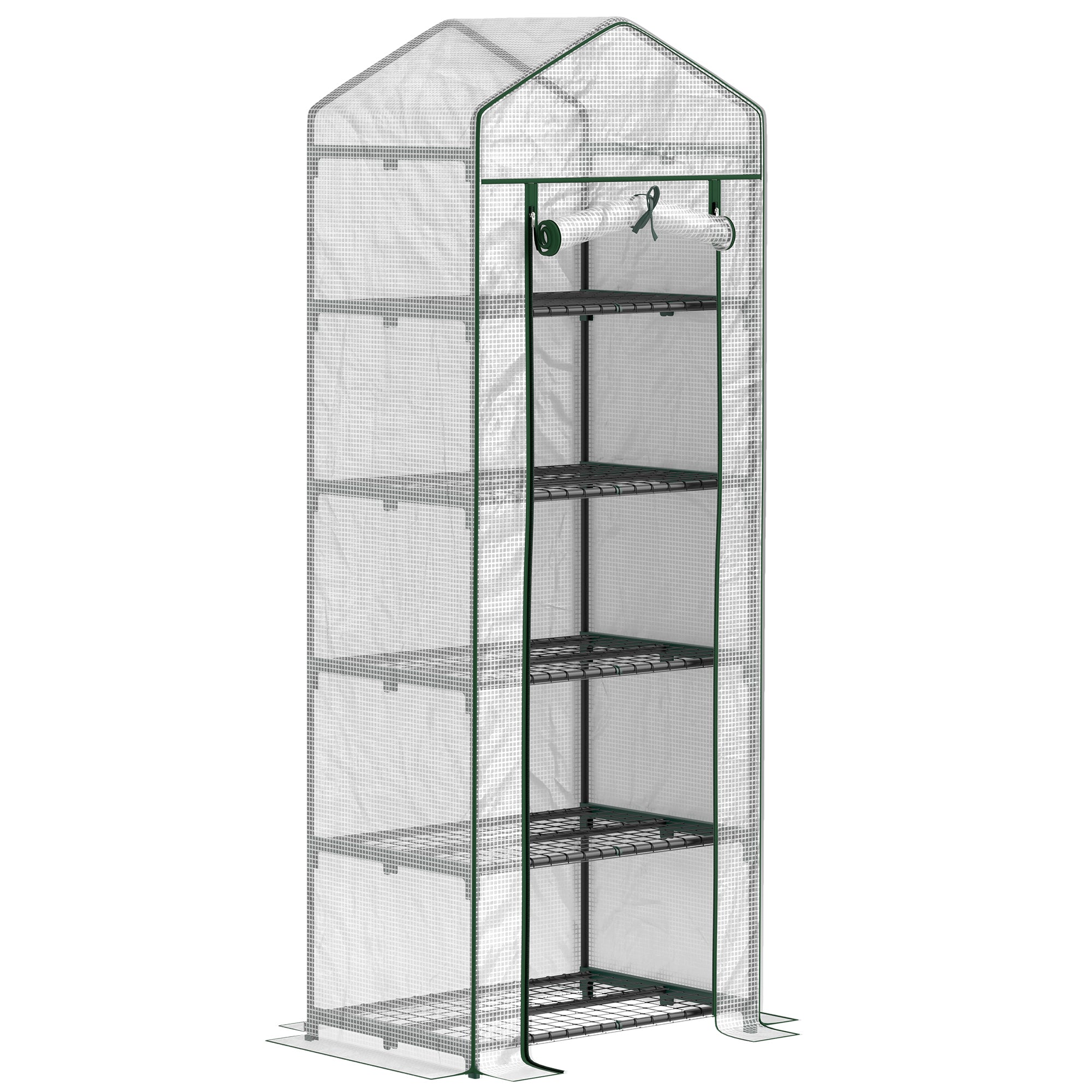 193cm Five Shelf Mini Greenhouse With PE Cover - White
