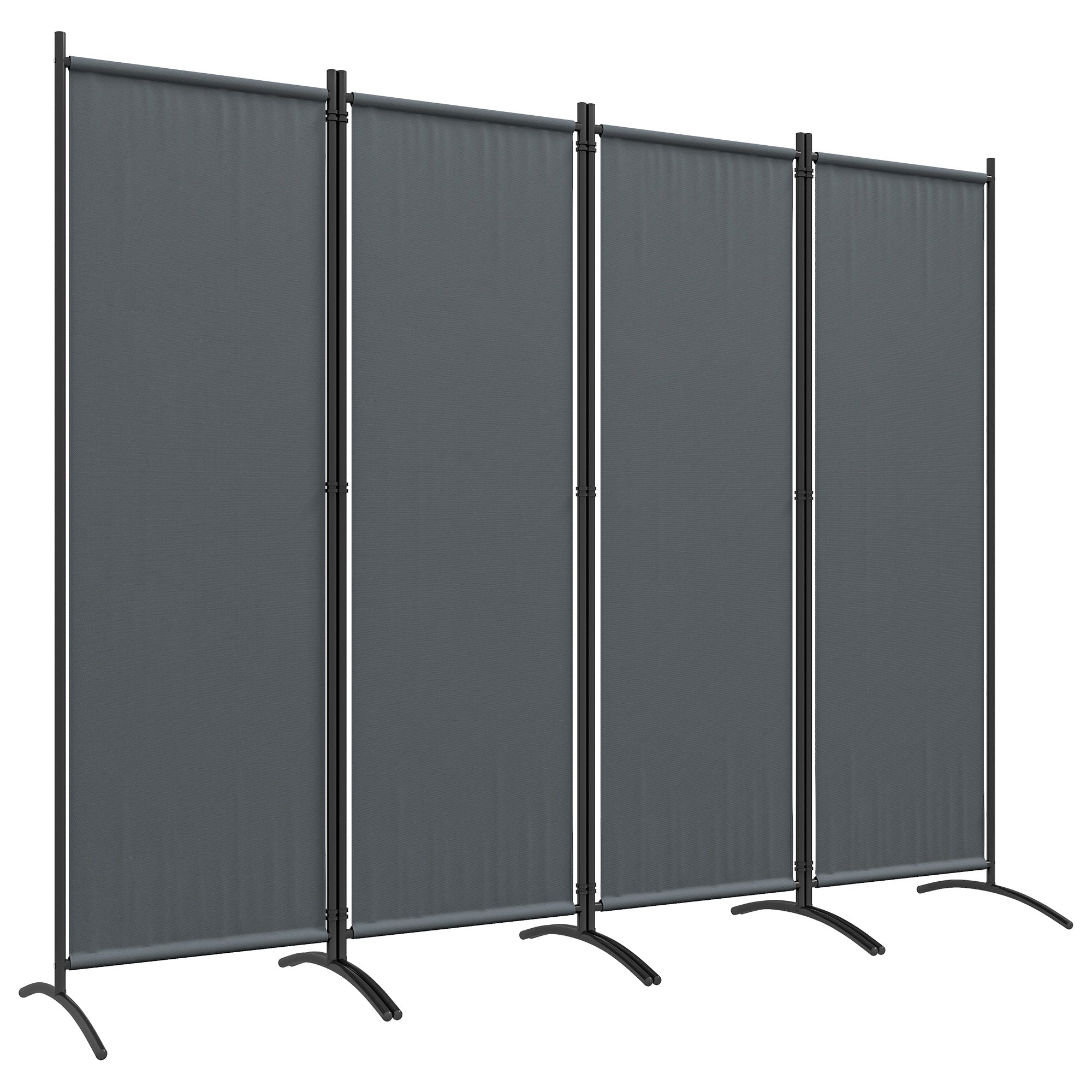4 Panel Folding Garden Divider Privacy Screen with Wide Feet - Dark Grey