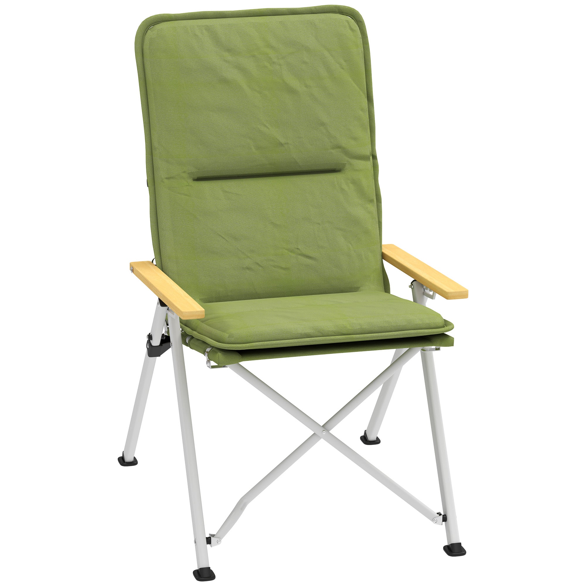 High Back Portable Camping Chair with Padded Seat and Carry Bag - Green